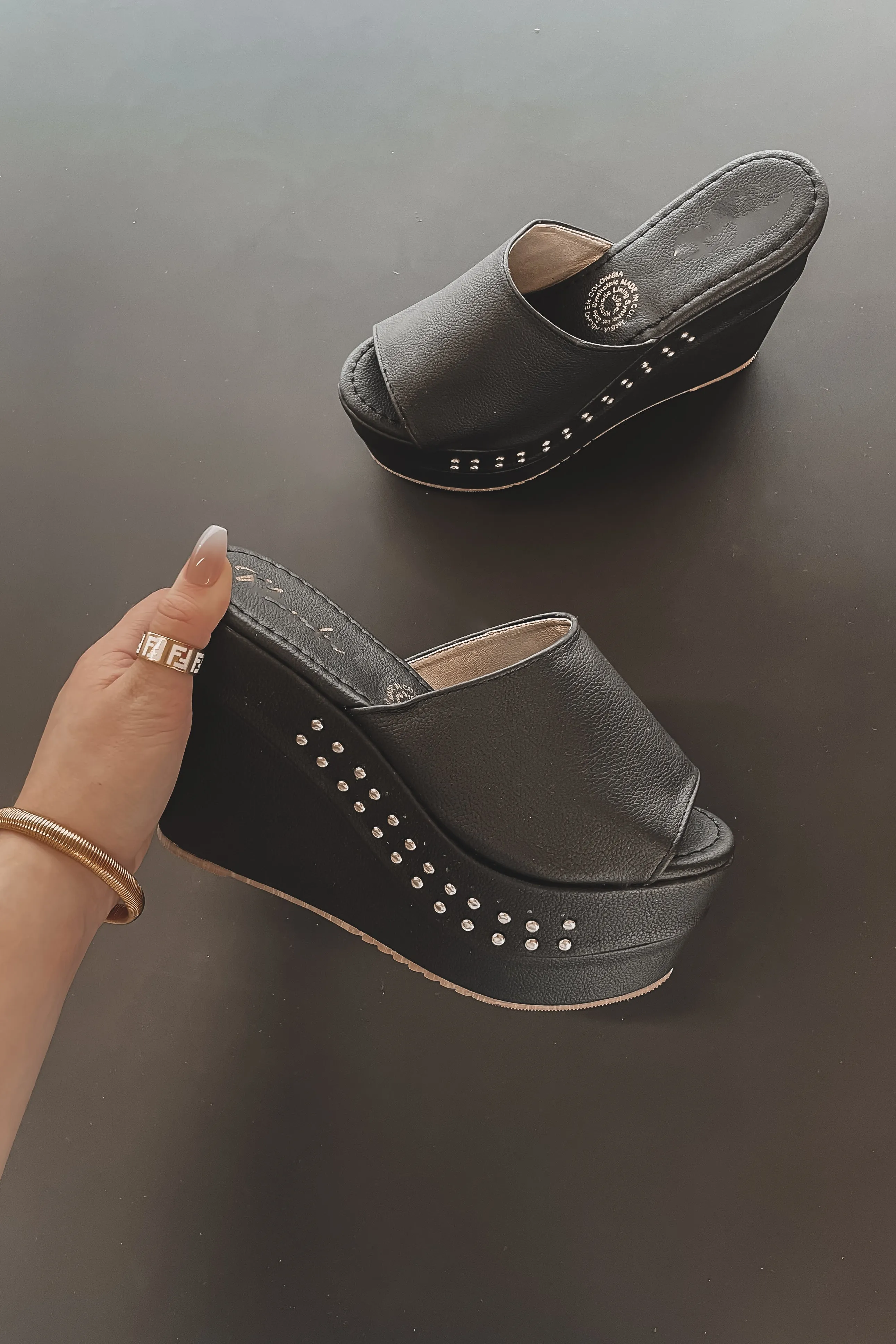 DEAL Warm Days Hotter Nights Black Slip On Wedge Heel