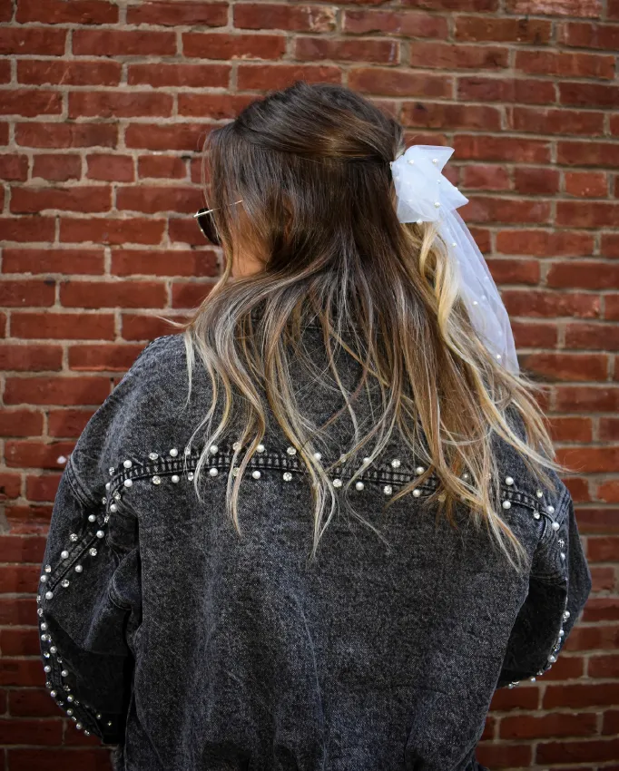 Distressed Beaded Denim Jacket