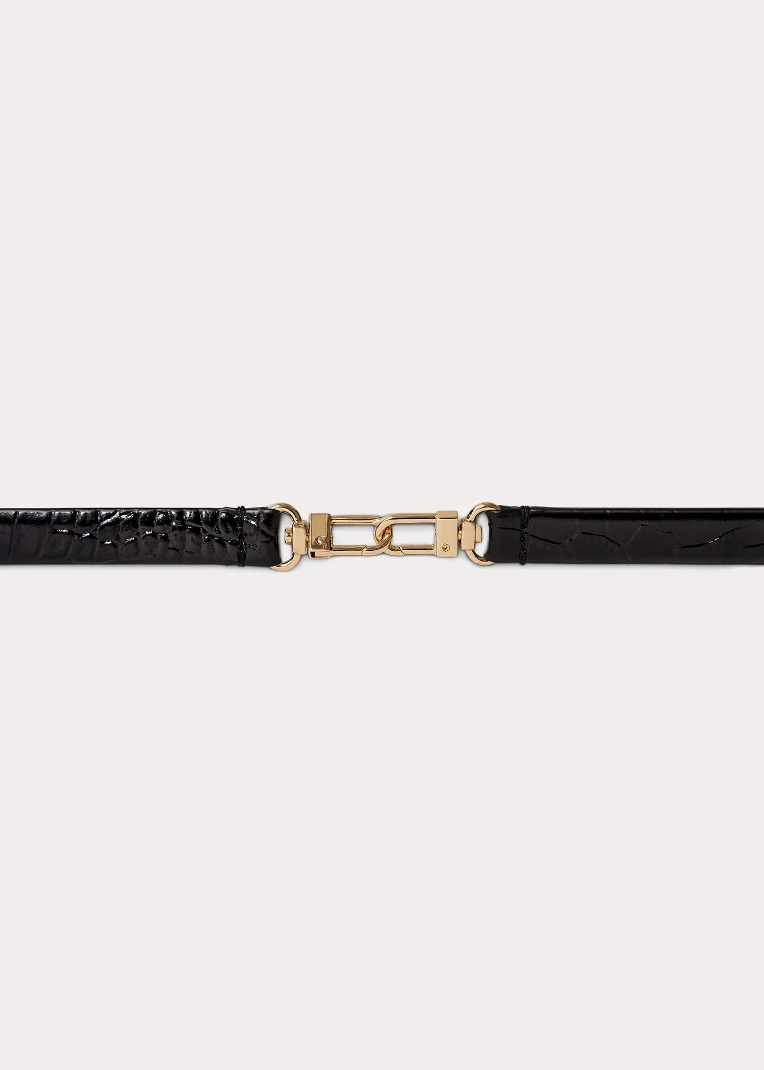 Double clasp croco-embossed belt black