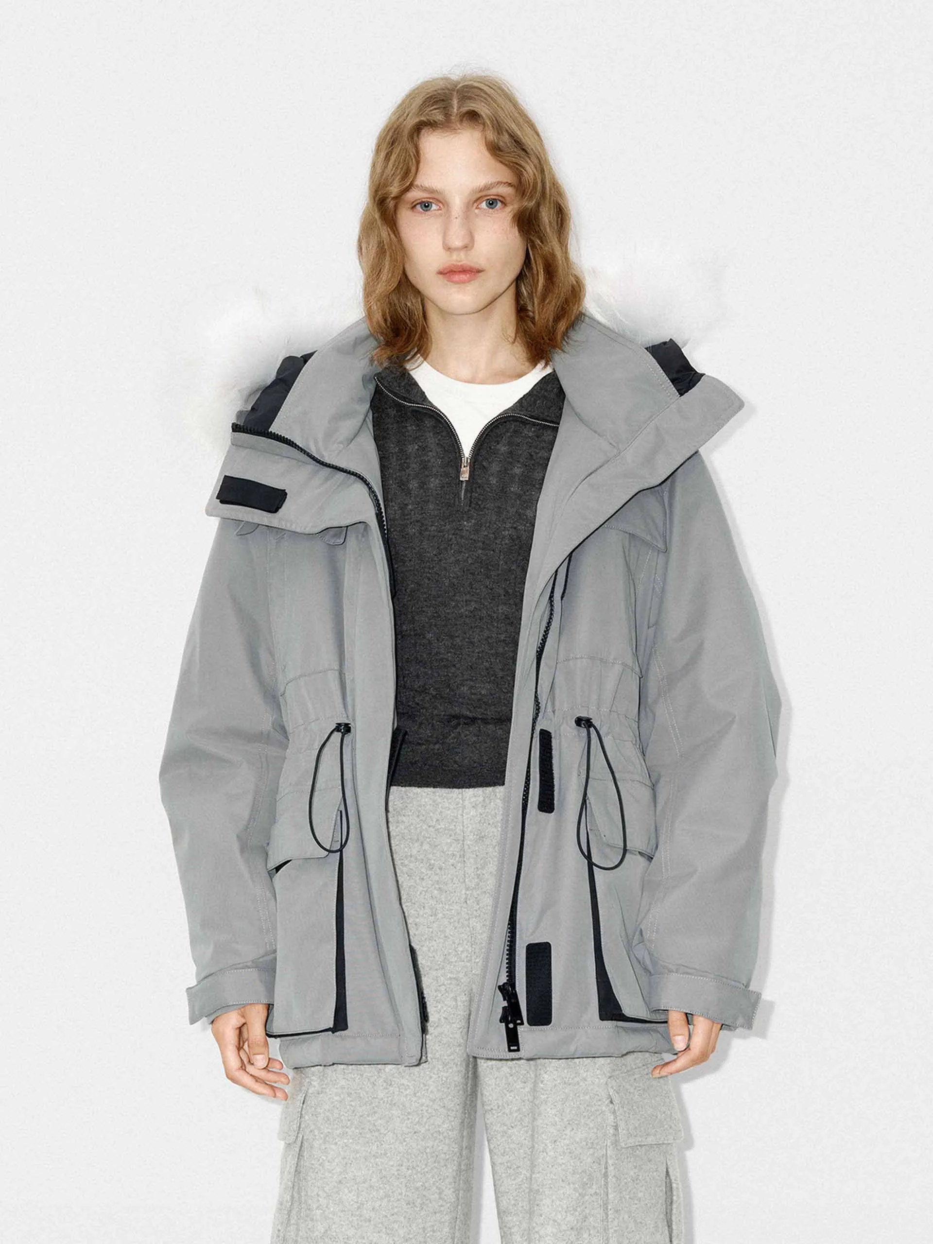 Drawstring Hooded Puffer Jacket