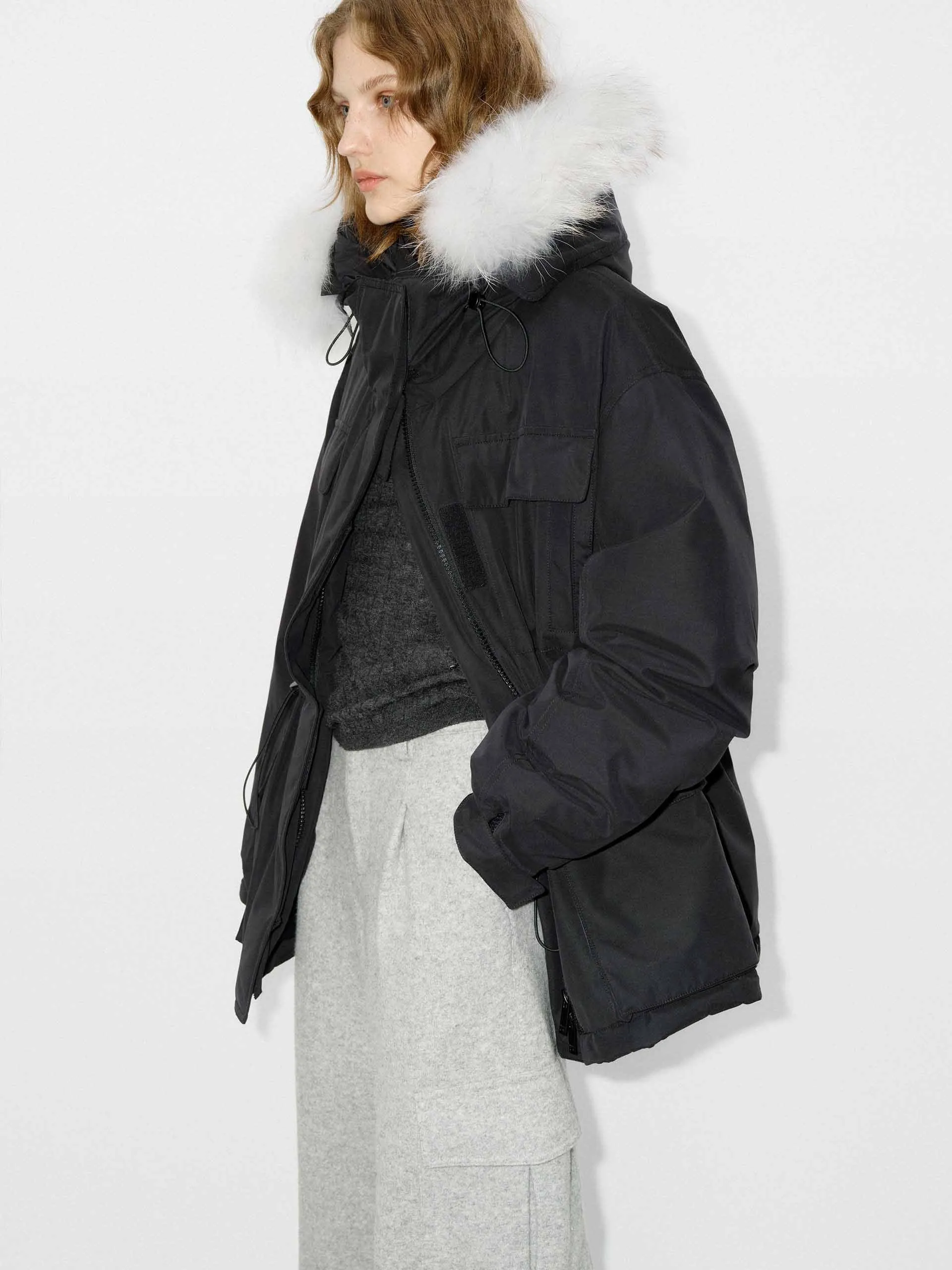 Drawstring Hooded Puffer Jacket