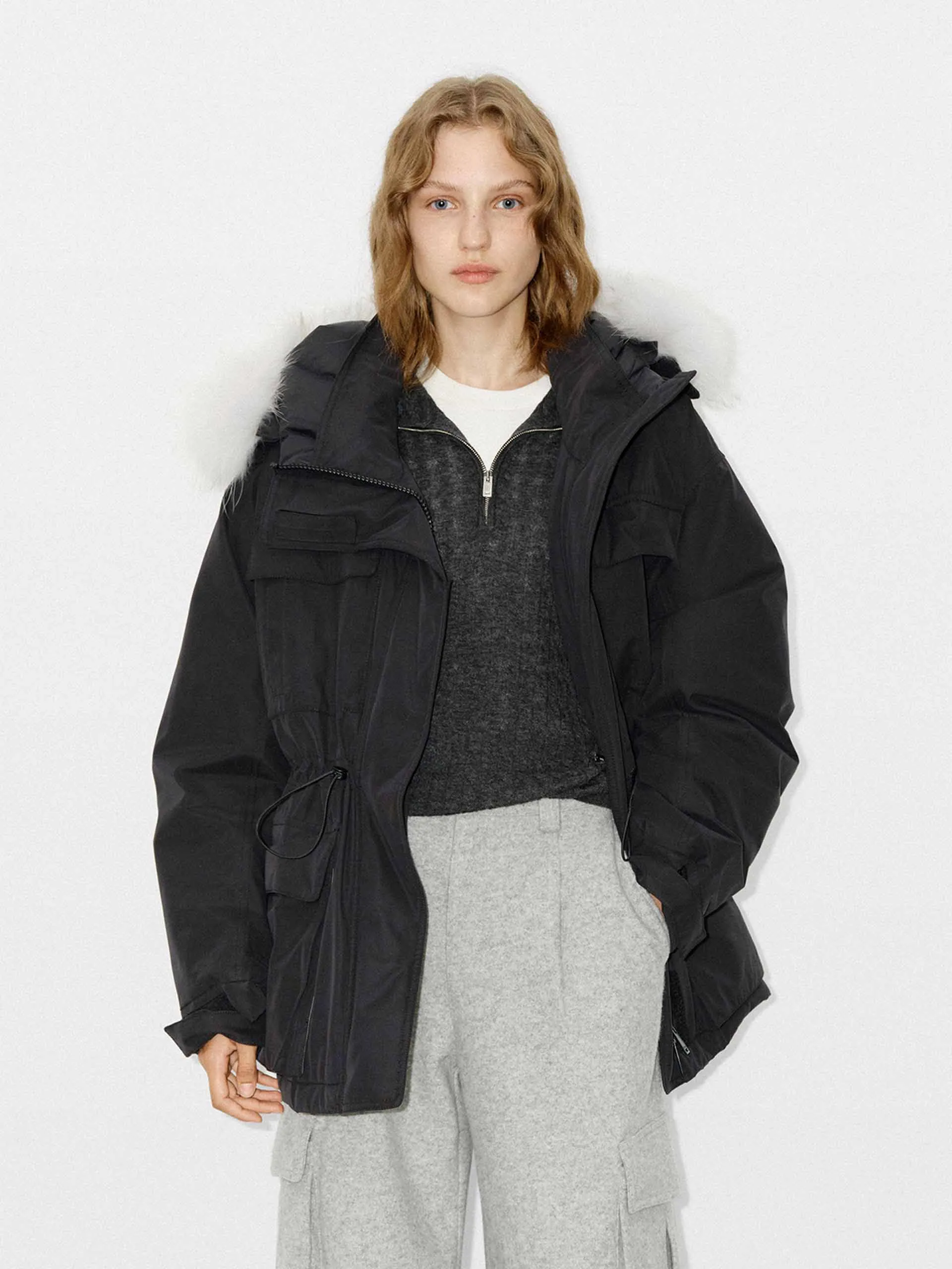 Drawstring Hooded Puffer Jacket