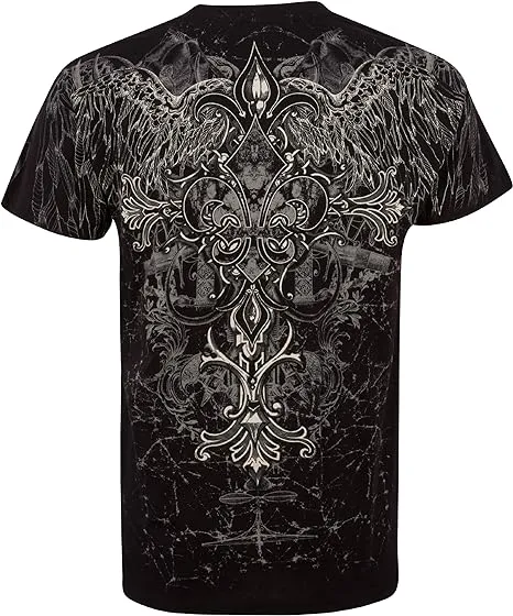 Eagle Metallic Silver Accents Short Sleeve Crew Neck Cotton Mens Fashion T-Shirt