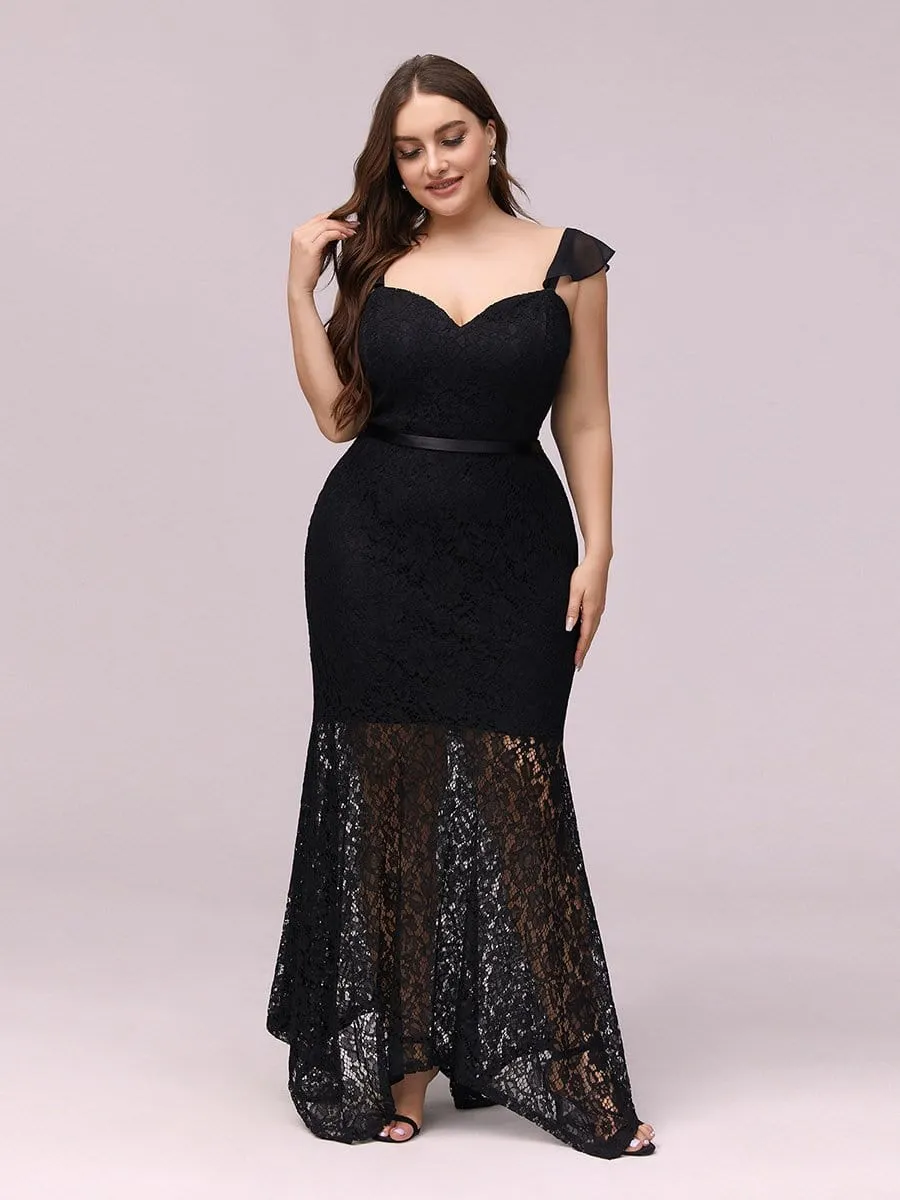 Elegant Casual Tea-Length Lace Bodycon Party Dress