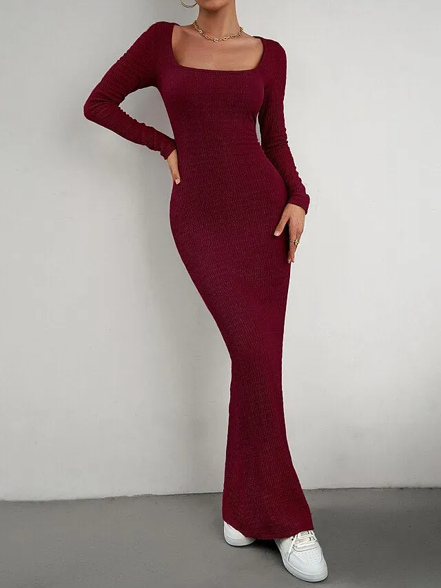 Elegant Women's Sweater Knit Maxi Dress