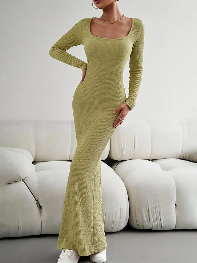 Elegant Women's Sweater Knit Maxi Dress