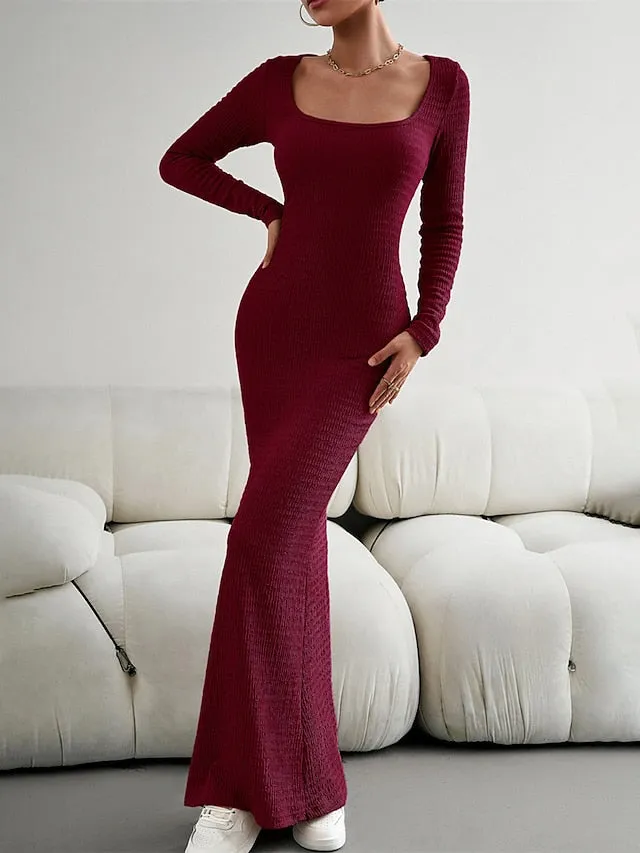 Elegant Women's Sweater Knit Maxi Dress