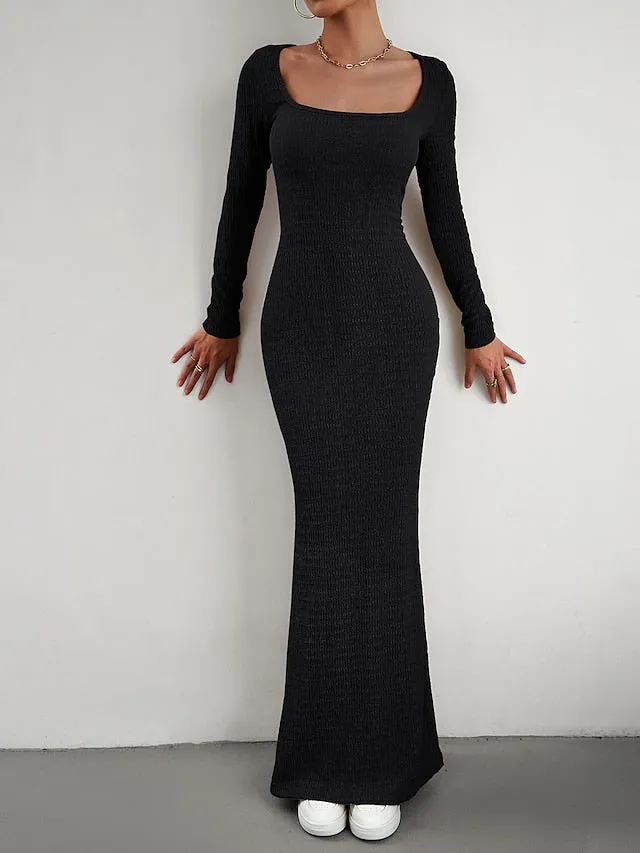 Elegant Women's Sweater Knit Maxi Dress