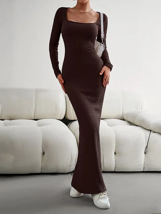 Elegant Women's Sweater Knit Maxi Dress