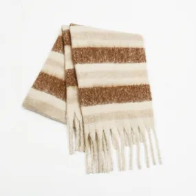 Elevate Your Style with the Women's Fringe Contrast Striped Scarf