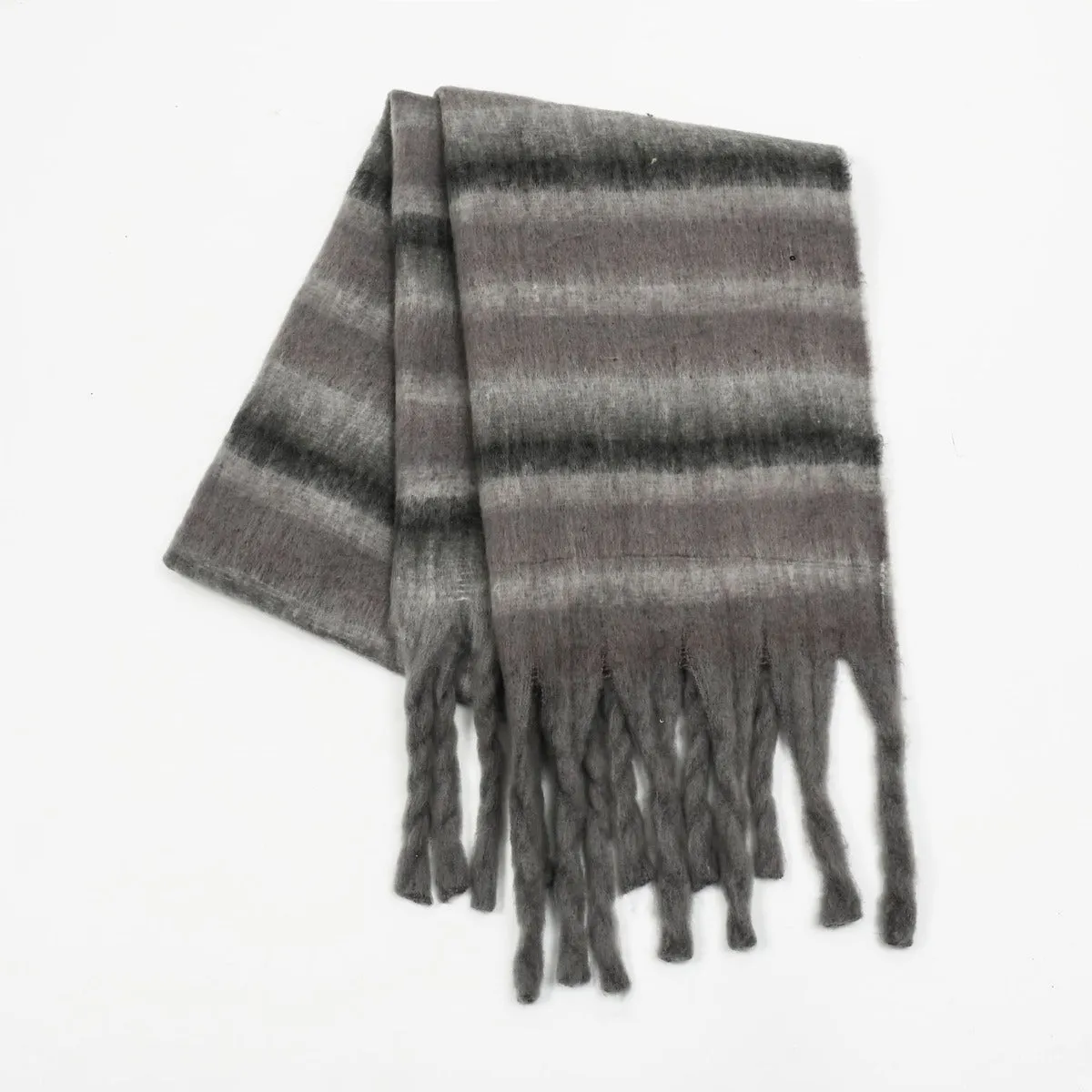 Elevate Your Style with the Women's Fringe Contrast Striped Scarf