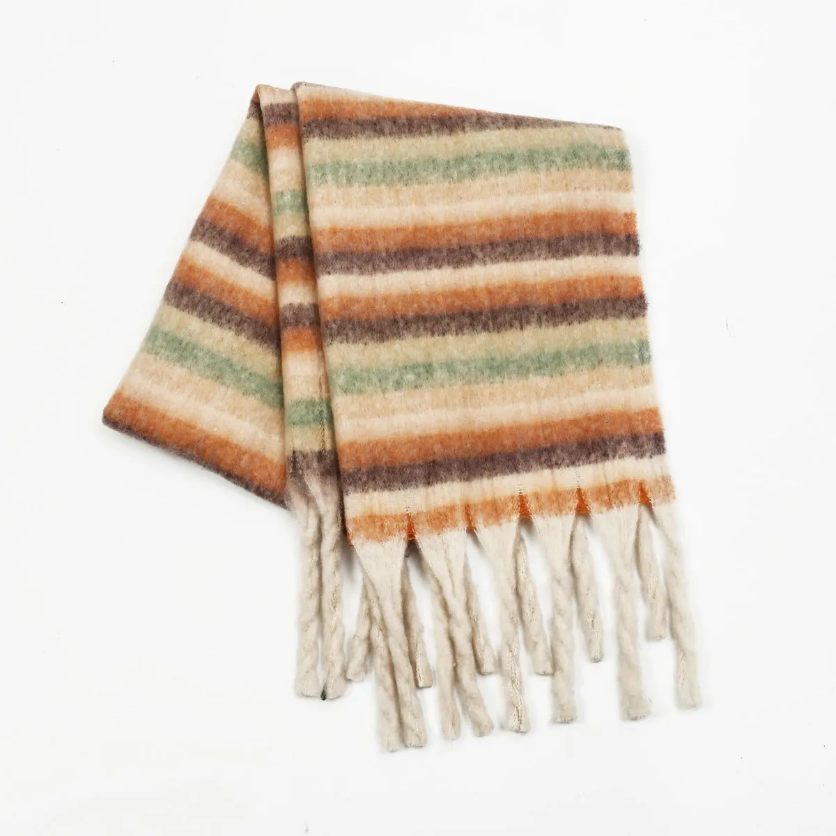 Elevate Your Style with the Women's Fringe Contrast Striped Scarf