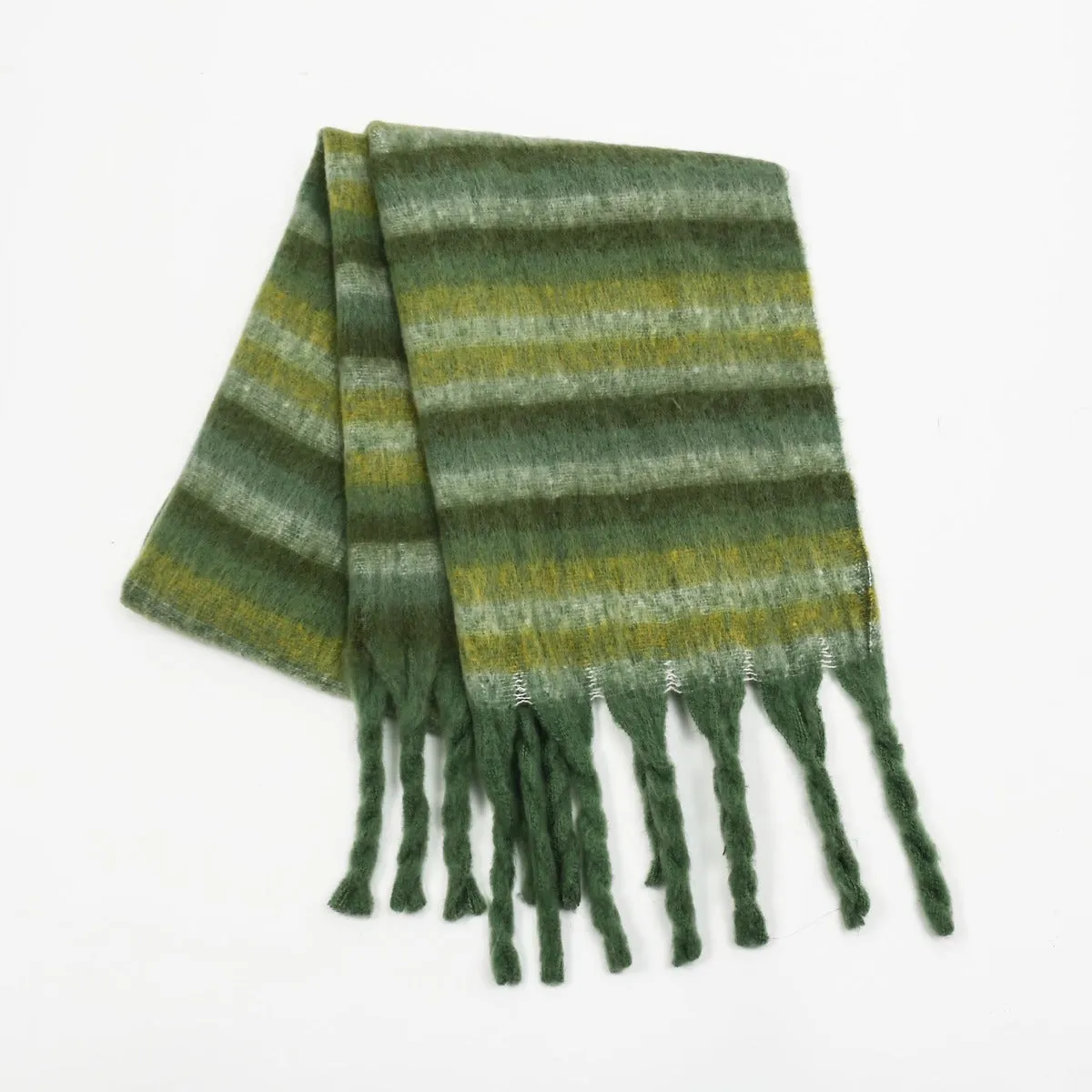 Elevate Your Style with the Women's Fringe Contrast Striped Scarf