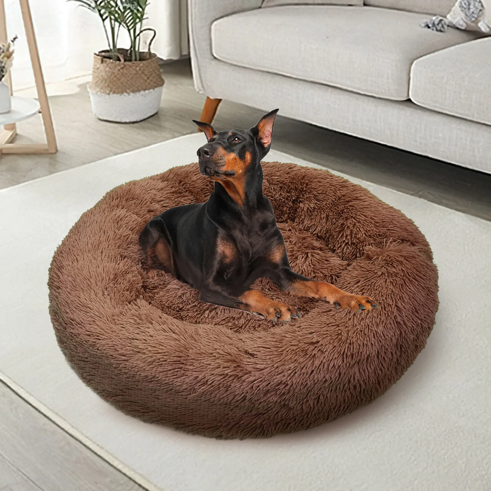 Extra Soft Round Dog Bed, Non-Slip, 120cm XXL - Pawfriends