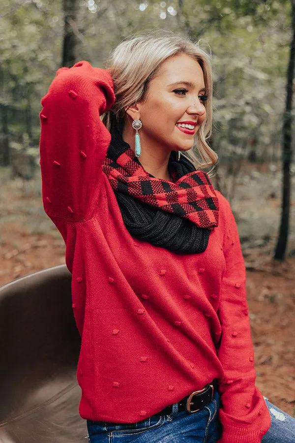 Favor The Cold Buffalo Check Infinity Scarf In Red