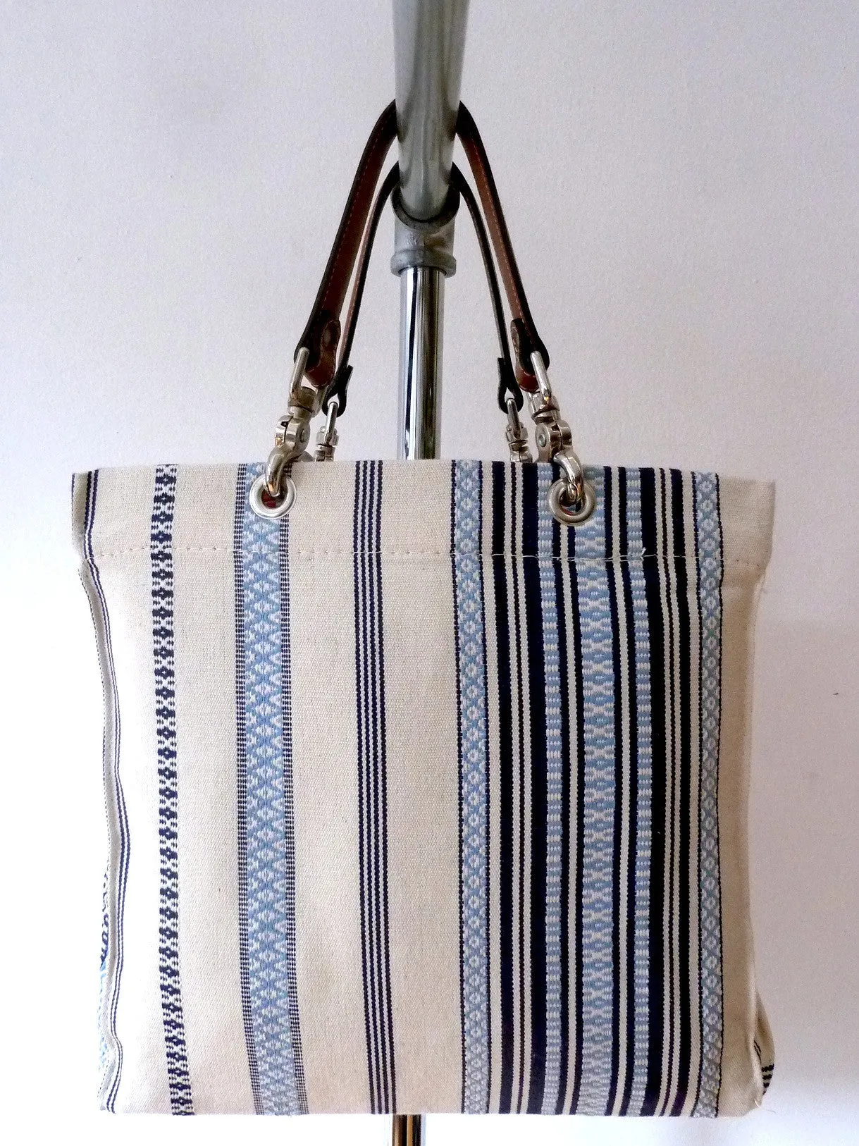 French Cotton Stripe Bags Blue And White