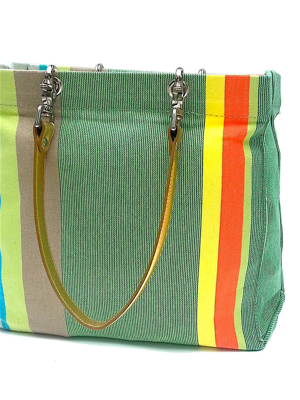 French Cotton Stripe Bags Green