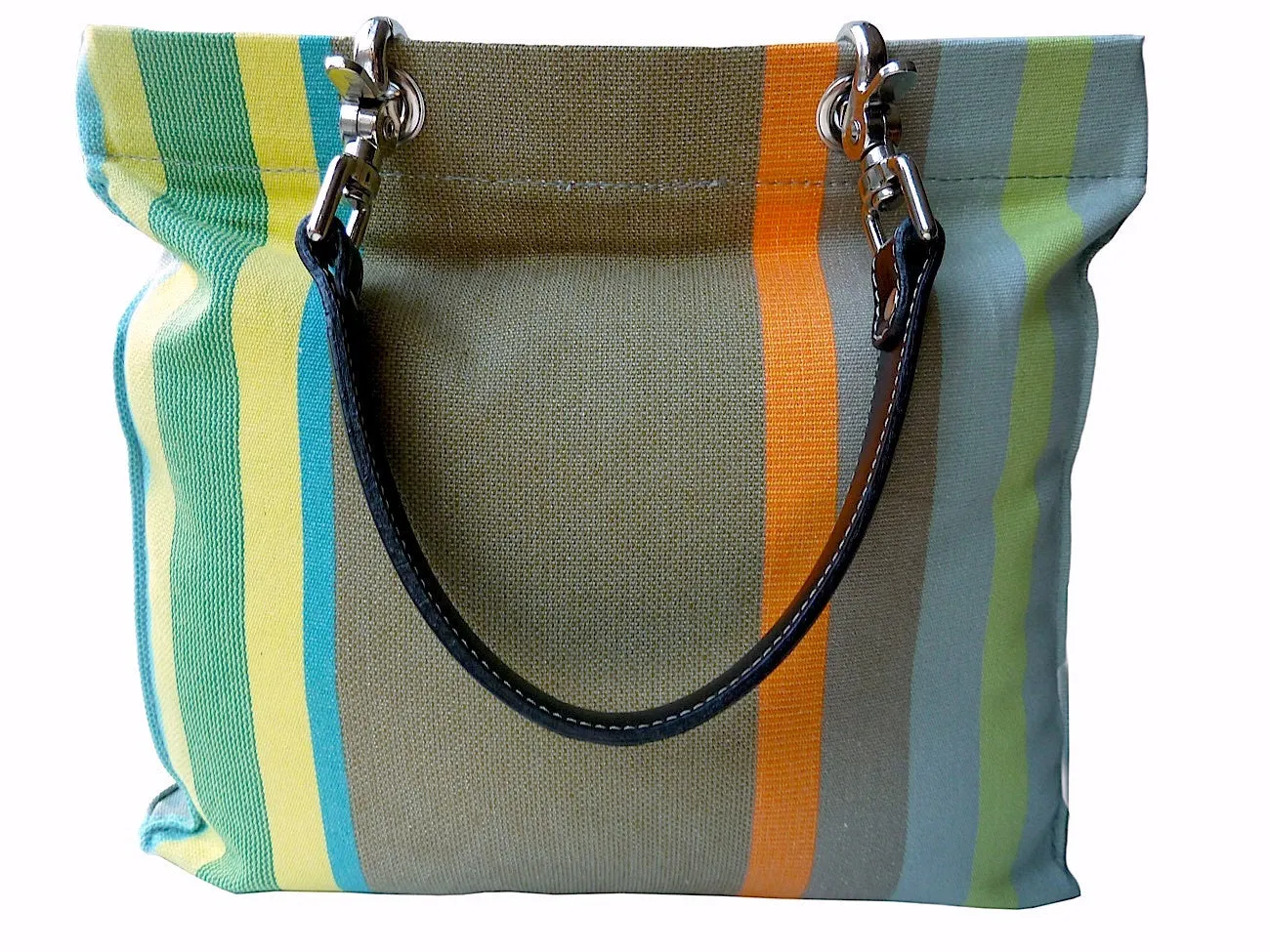 French Cotton Stripe Bags Khaki Orange Color Block