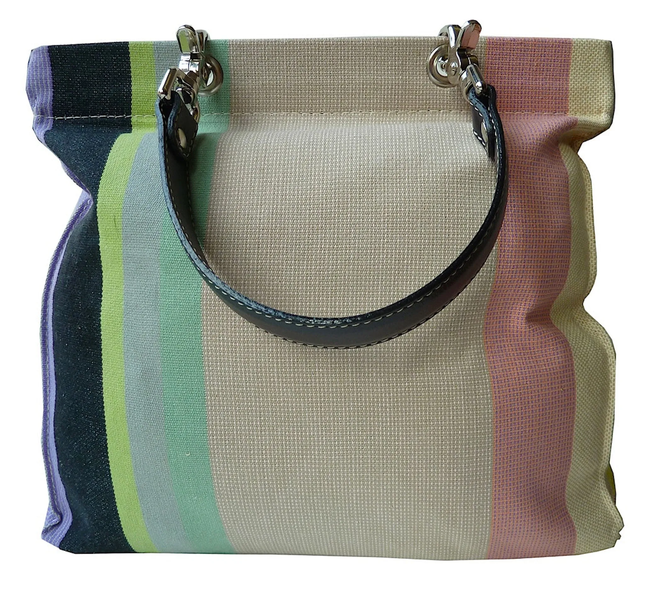 French Cotton Stripe Bags Lavender White Color Block