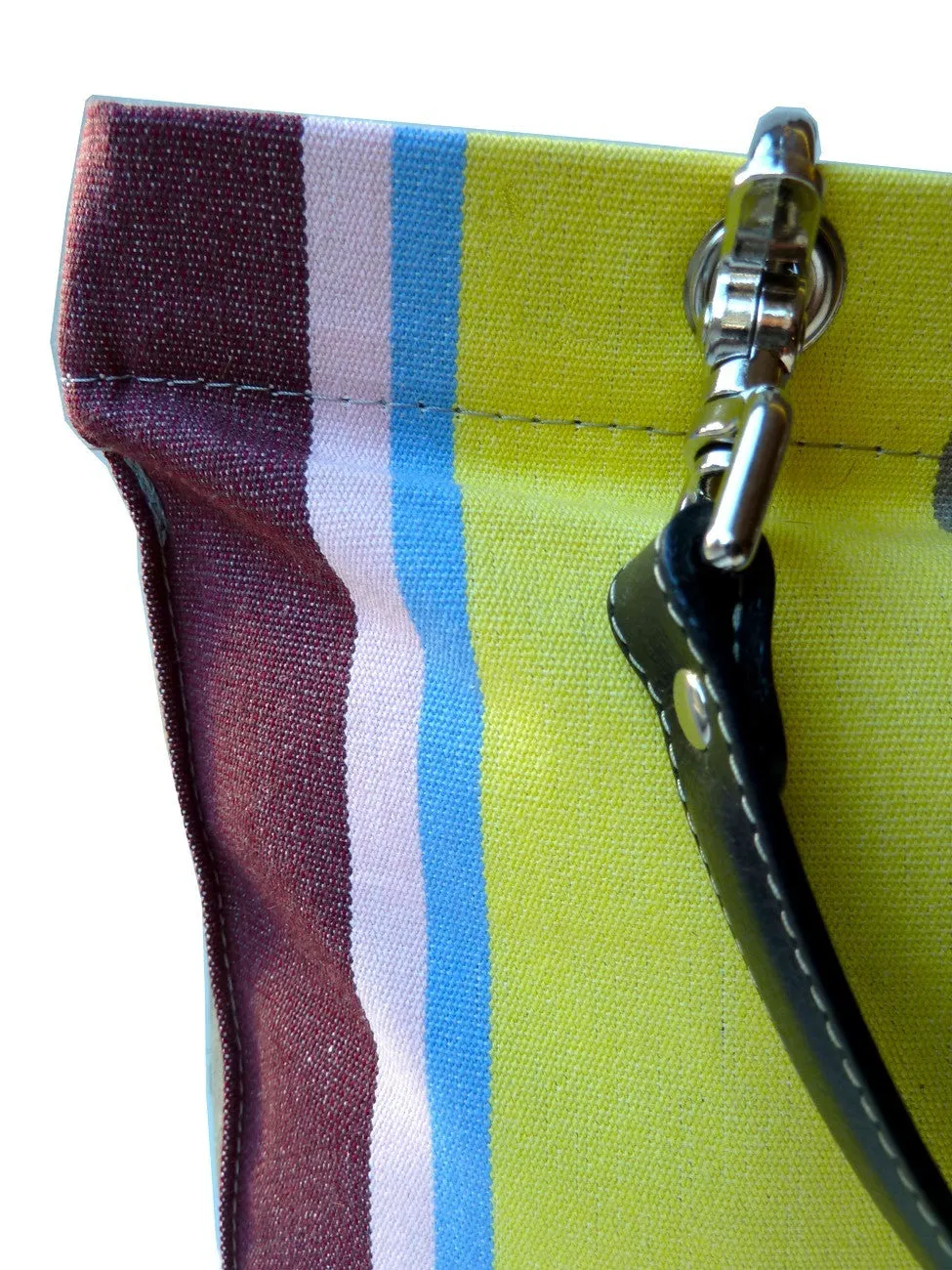 French Cotton Stripe Bags Taupe and Pink Color Block