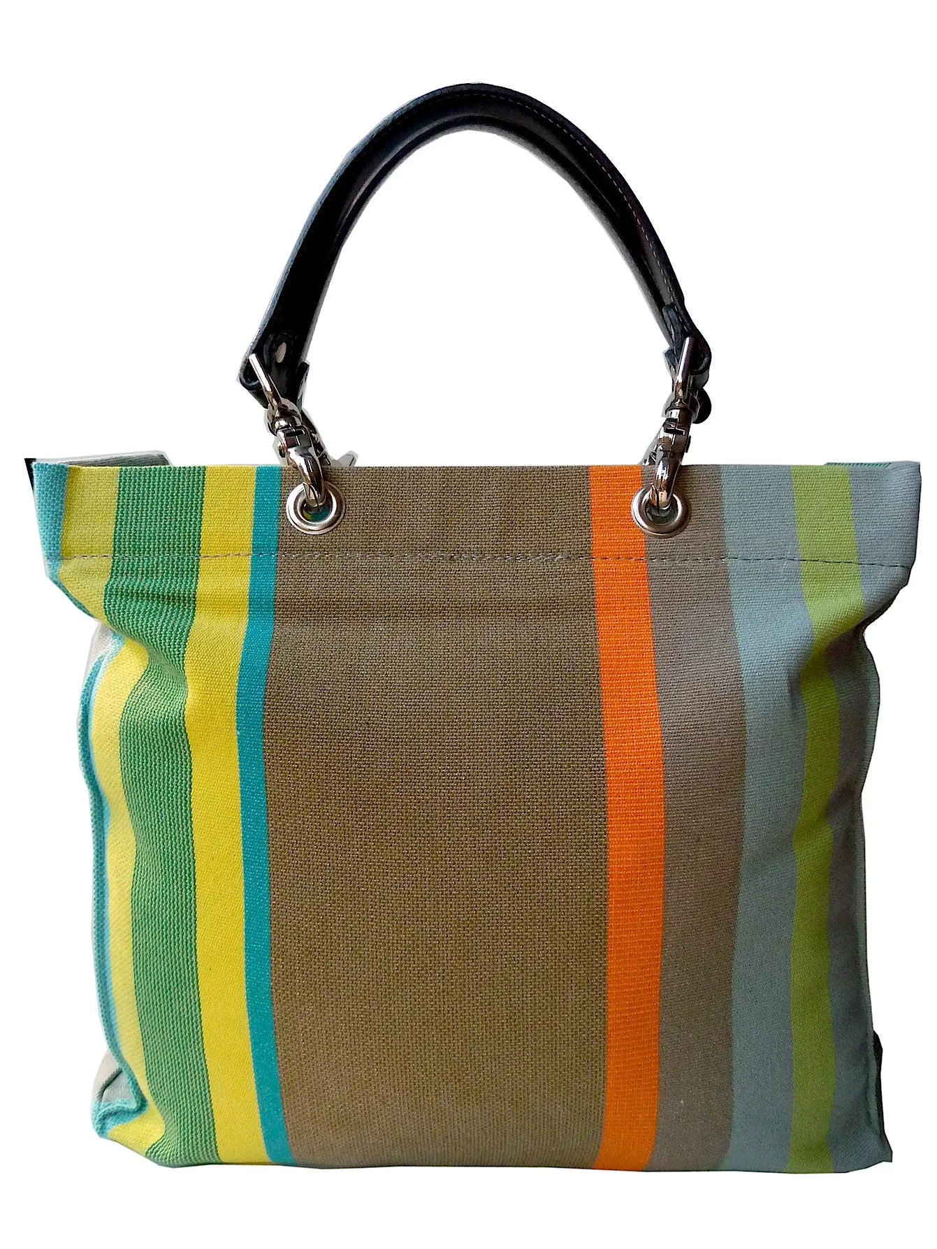 French Cotton Stripe Bags Taupe and Pink Color Block