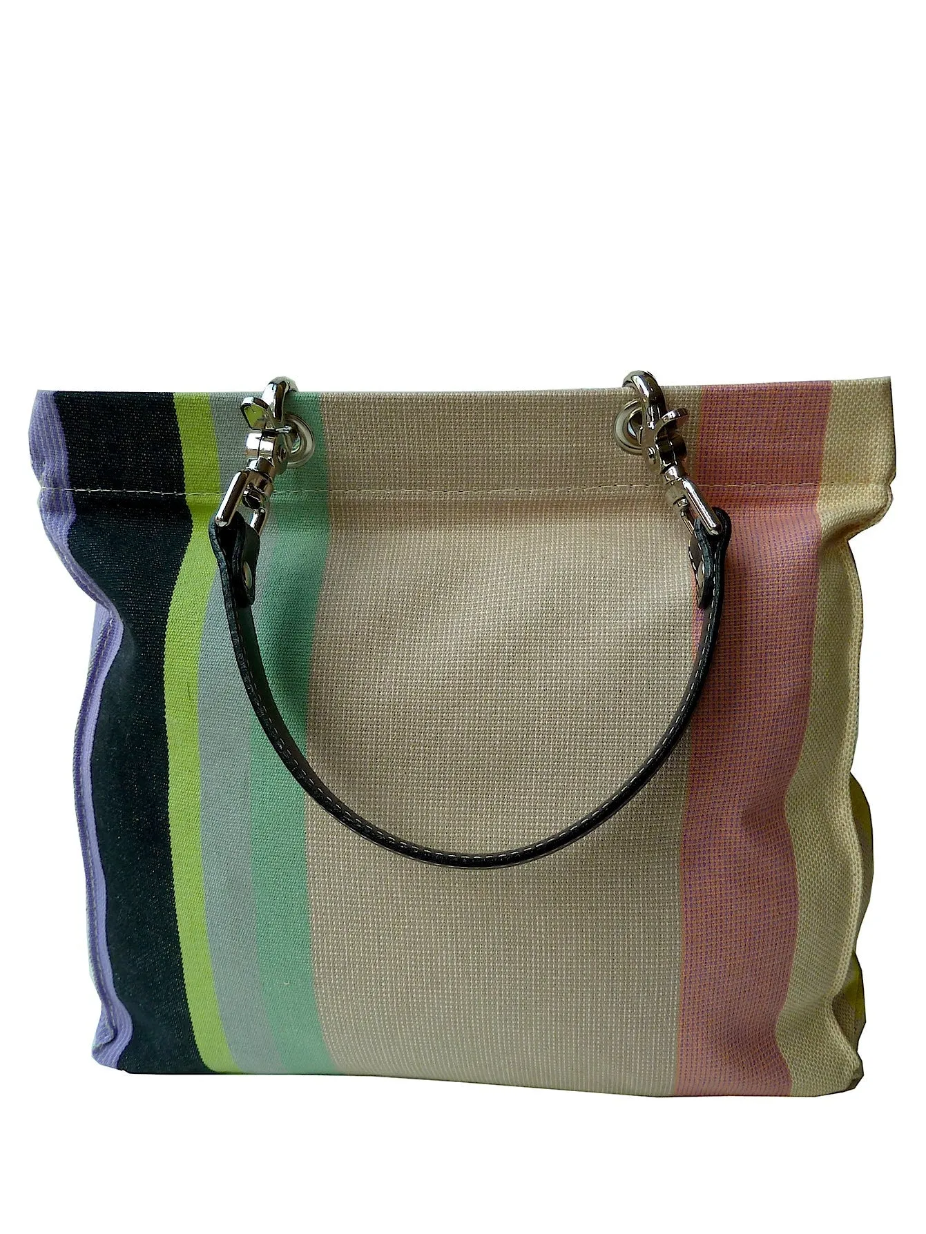 French Cotton Stripe Bags White Grey Color Block