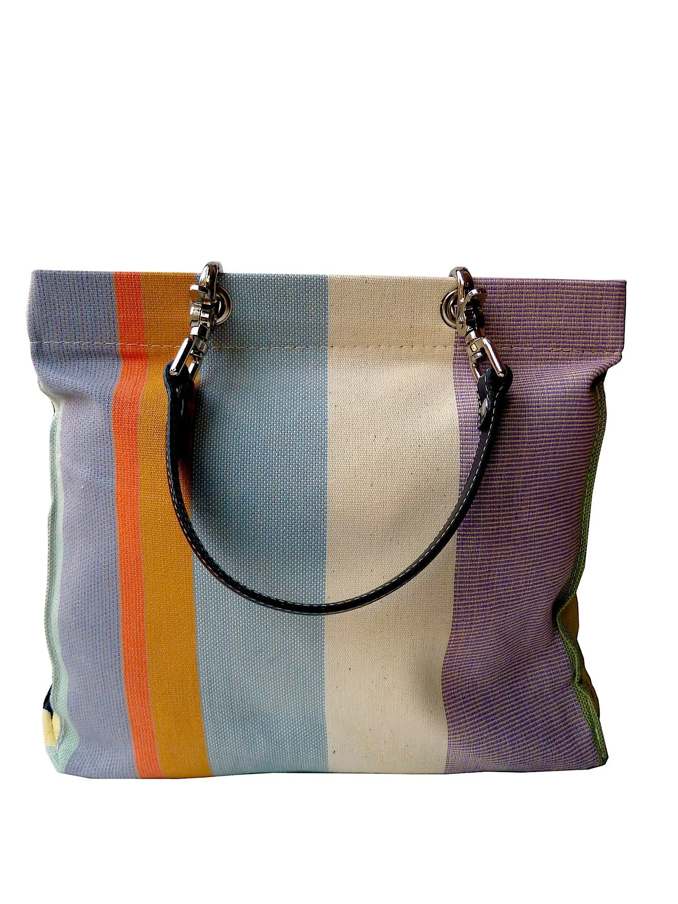 French Cotton Stripe Bags White Grey Color Block