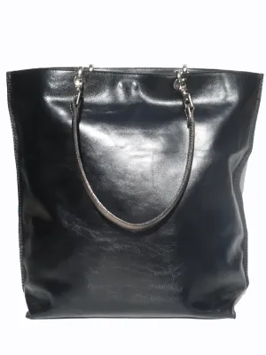 Gajumbo Tote Bag Calfskin Leather Black