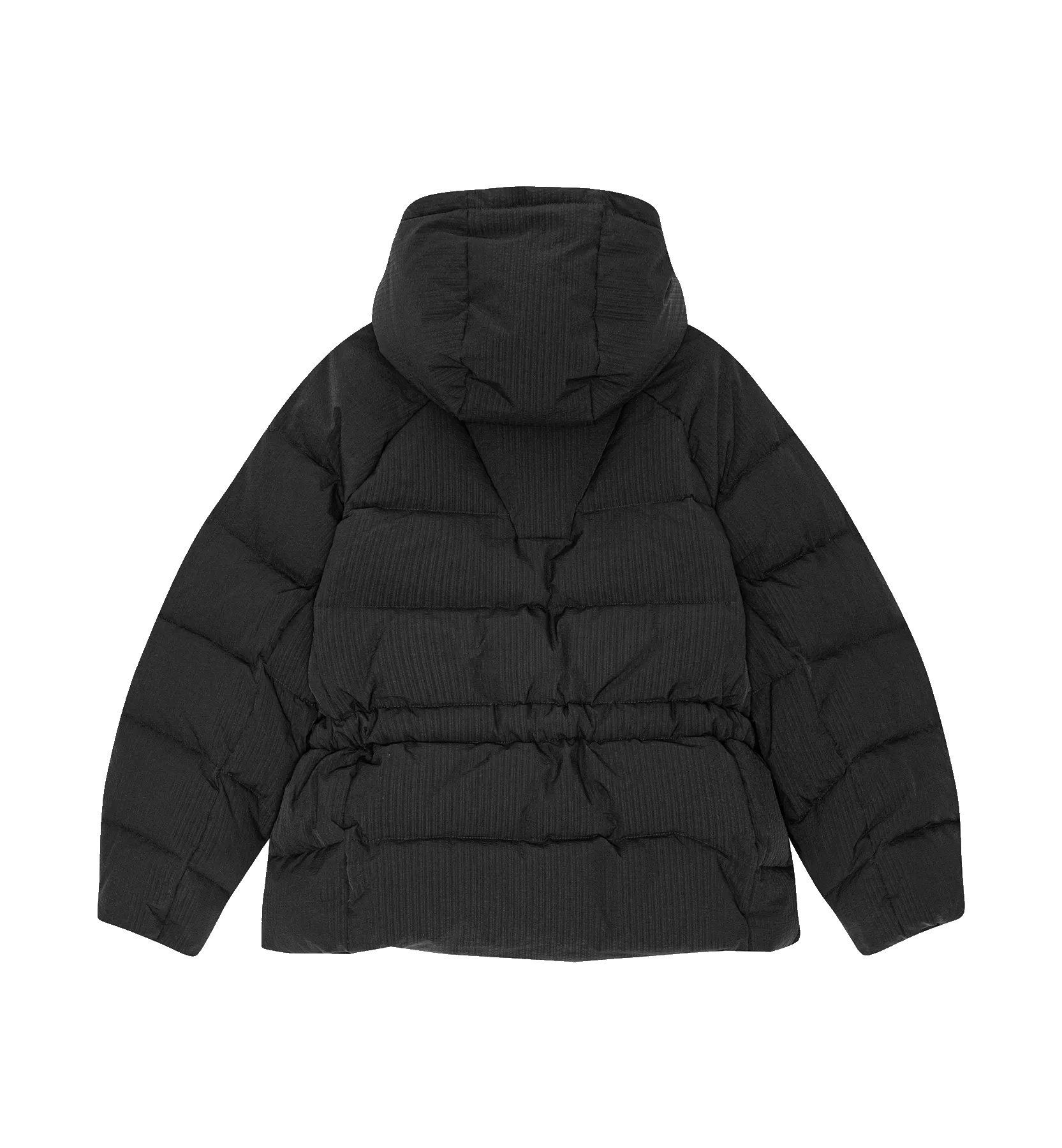 GANNI Black Seersucker Puffer Jacket