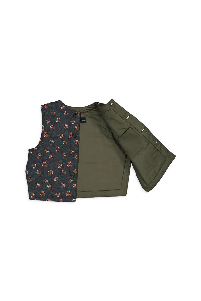 Gilet Bellechasse Vert Imprimé Fleurs  - Vert