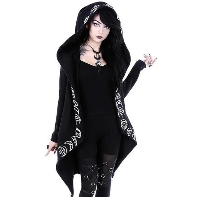 Gothic Punk Black Long Women Hoodies