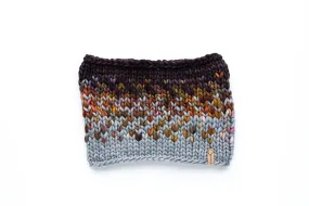 Gray and Brown Multi Color Merino Wool Fair Isle Hand Knit Cowl