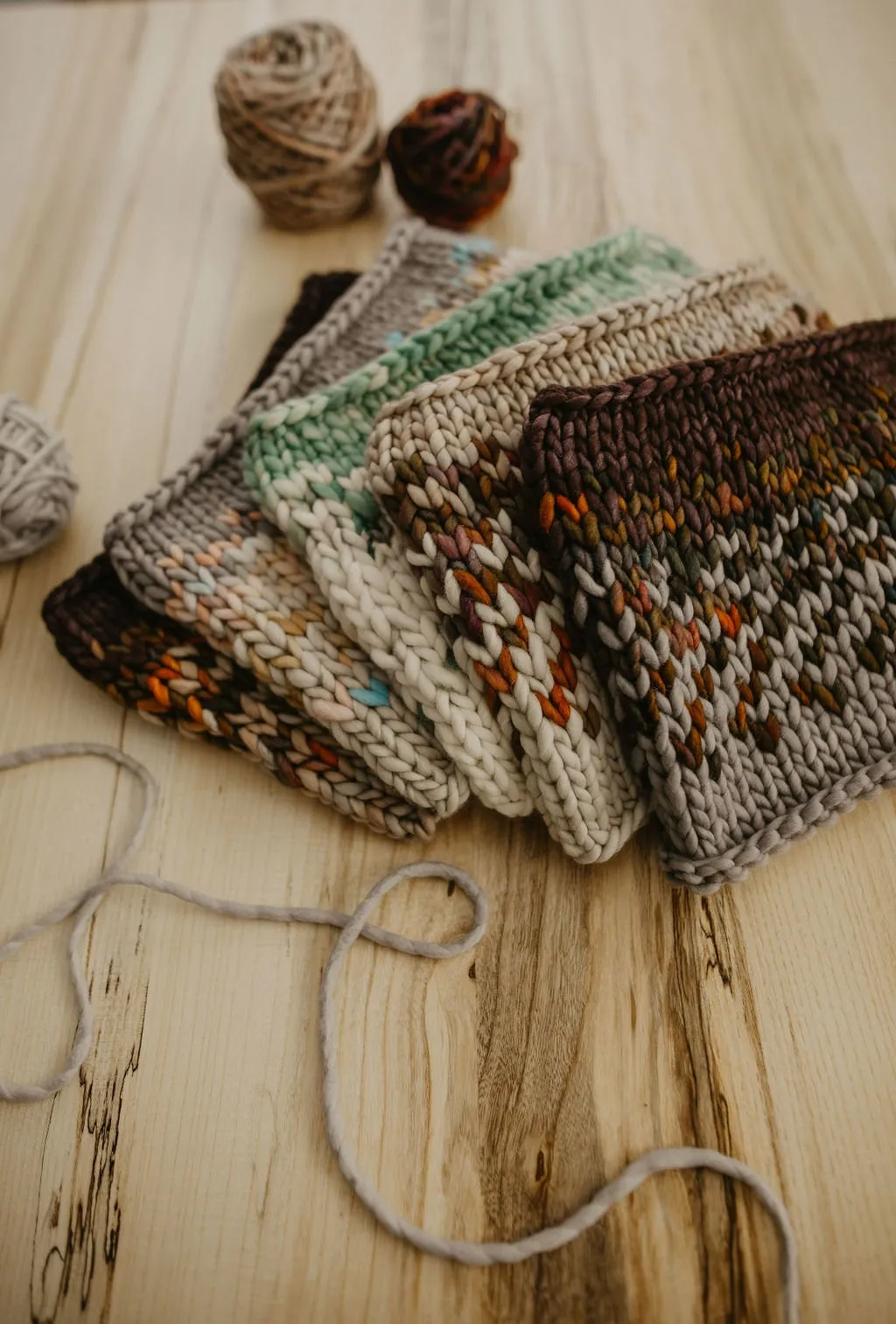 Gray and Brown Multicolor Merino Wool Fair Isle Hand Knit Cowl