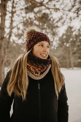 Gray and Multicolor Merino Wool Fair Isle Hand Knit Cowl