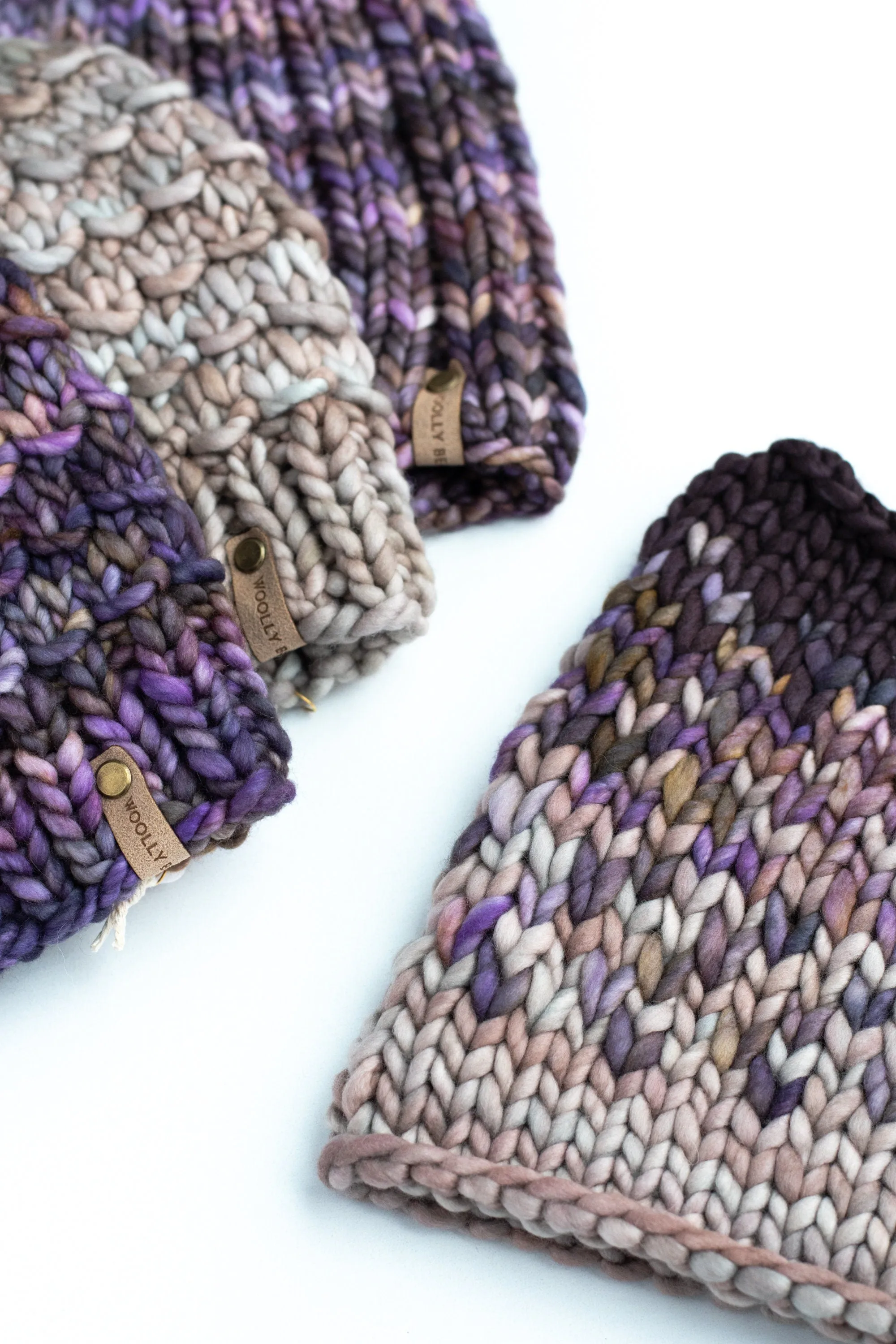 Gray and Purple Merino Wool Fair Isle Hand Knit Cowl