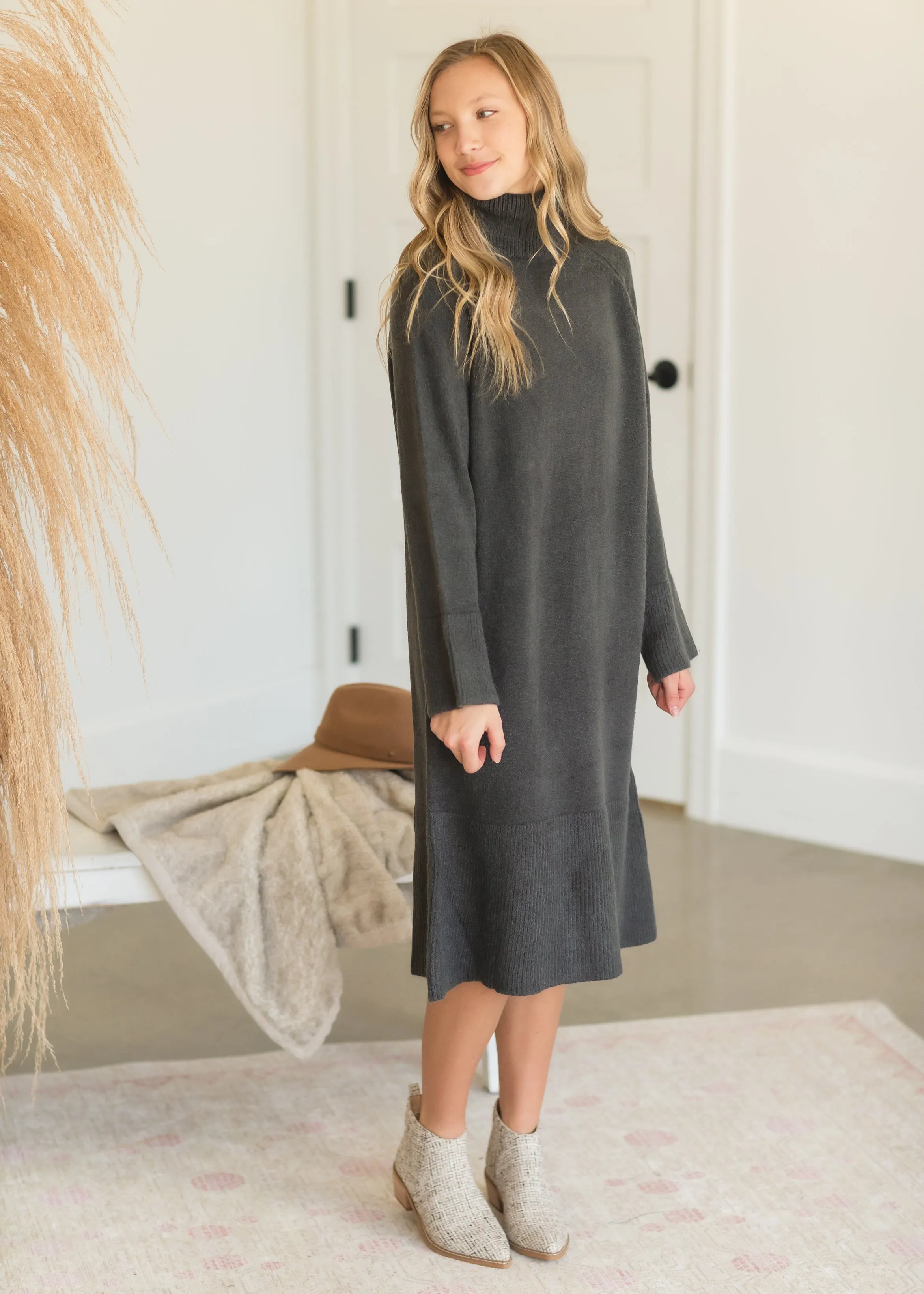 Gray Turtleneck Sweater Dress - FINAL SALE