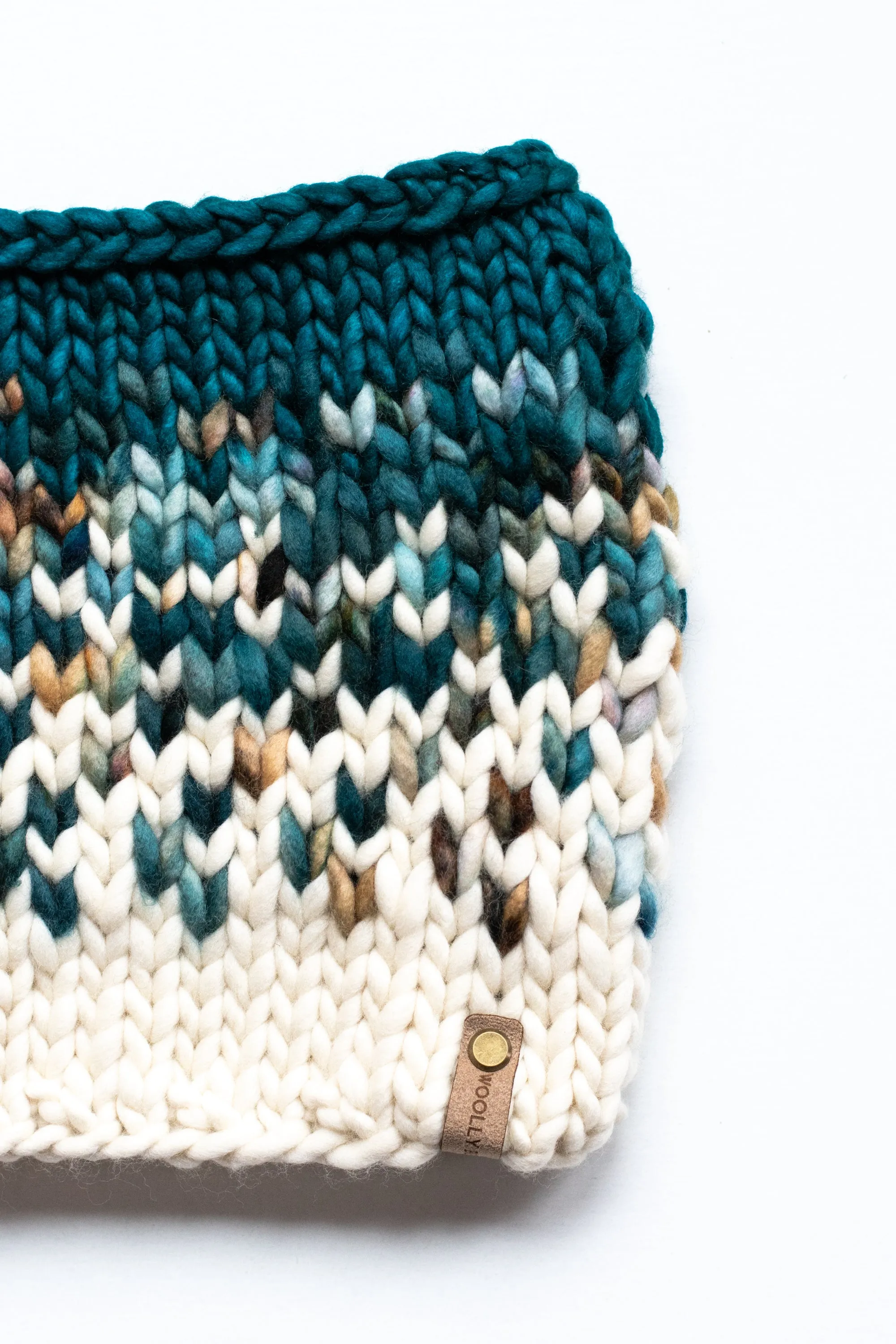 Green and Teal Merino Wool Fair Isle Hand Knit Cowl