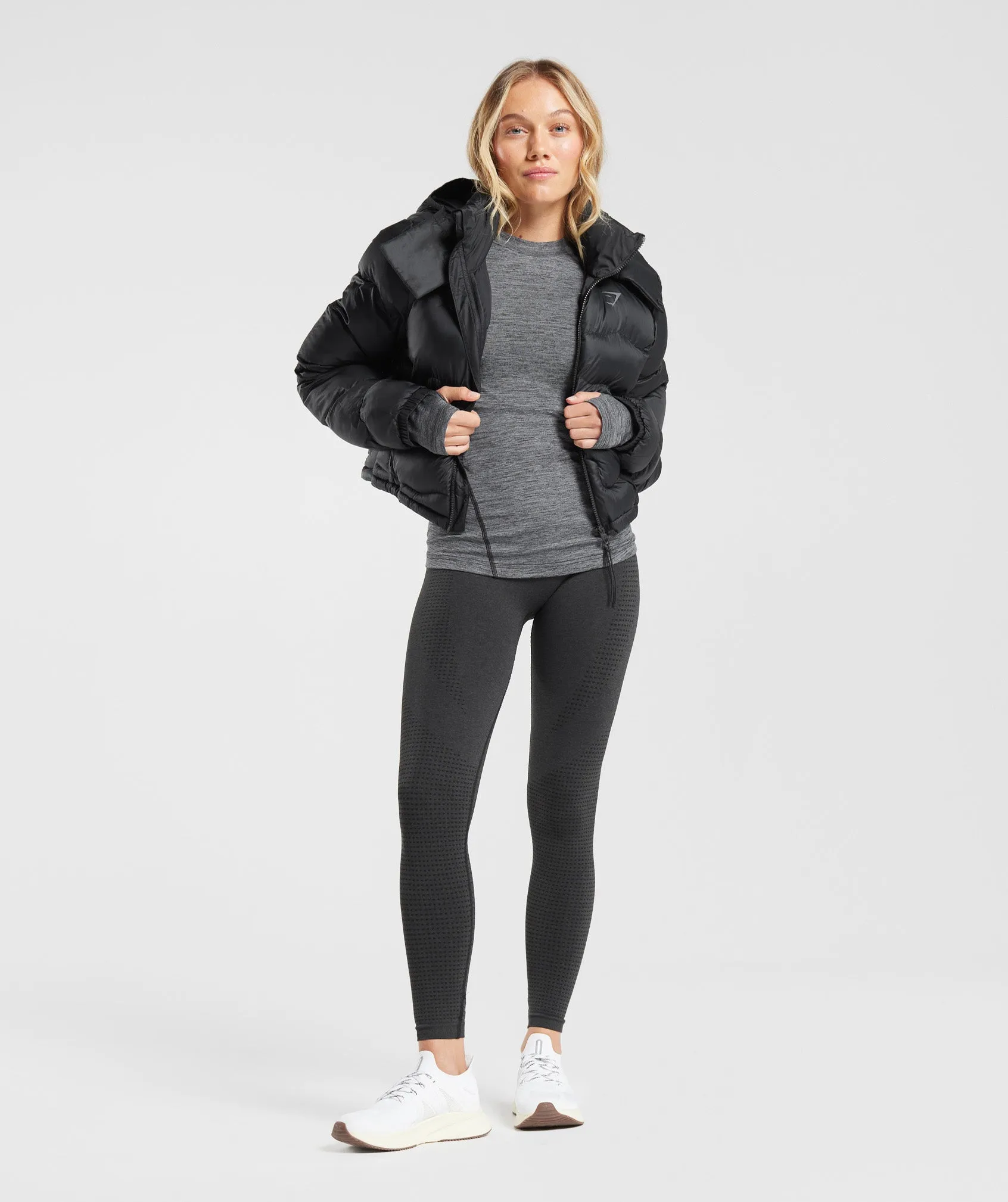 Gymshark Hull Midi Puffer Jacket - Black