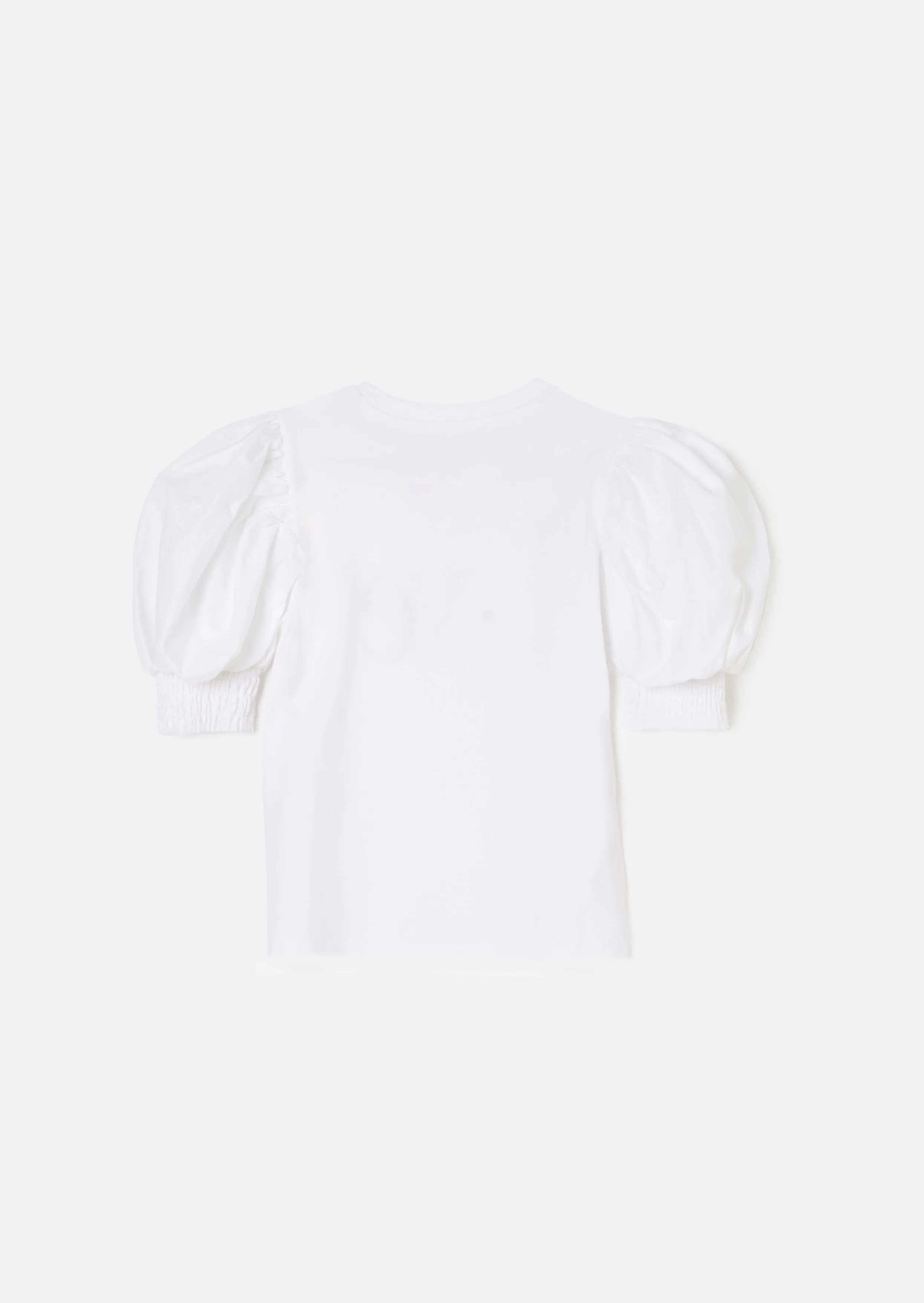 Heidi White Woven Puff Sleeve Love T