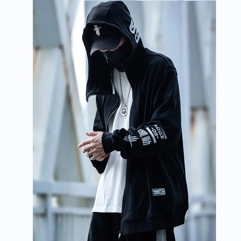 Hip Hop Streetwear Hoodies Diagonal Zipper Design Jacket Coat Women Harajuku Cotton Loose Outwear Sweat Shirt Zipper Black