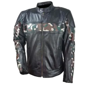 HMM540 Men's Leather Scooter Jacket with Camouflage