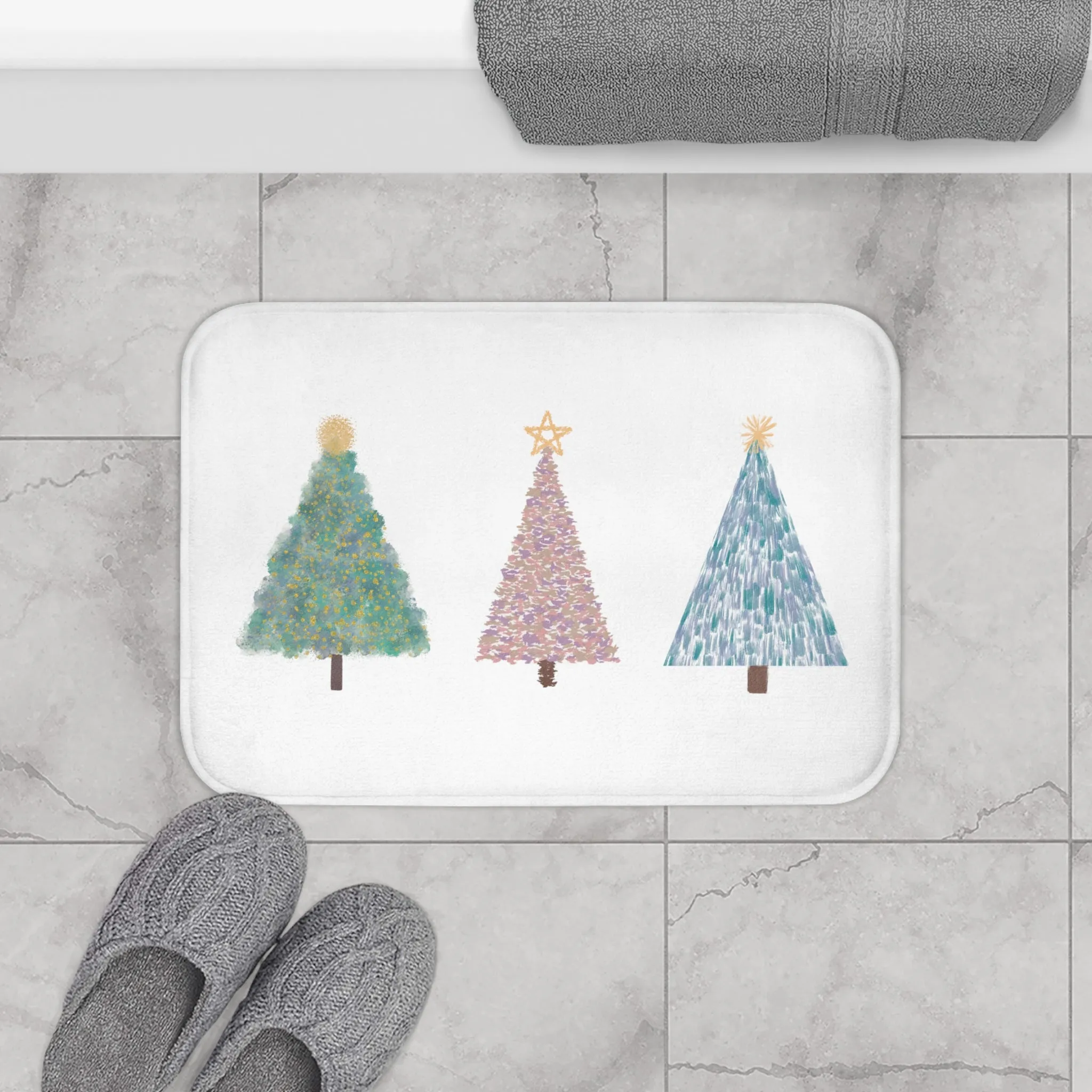 Holiday Christmas Tree Bath Mat