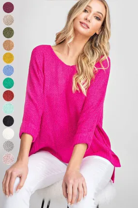 Hot Pink Crew Neck Knit Sweater