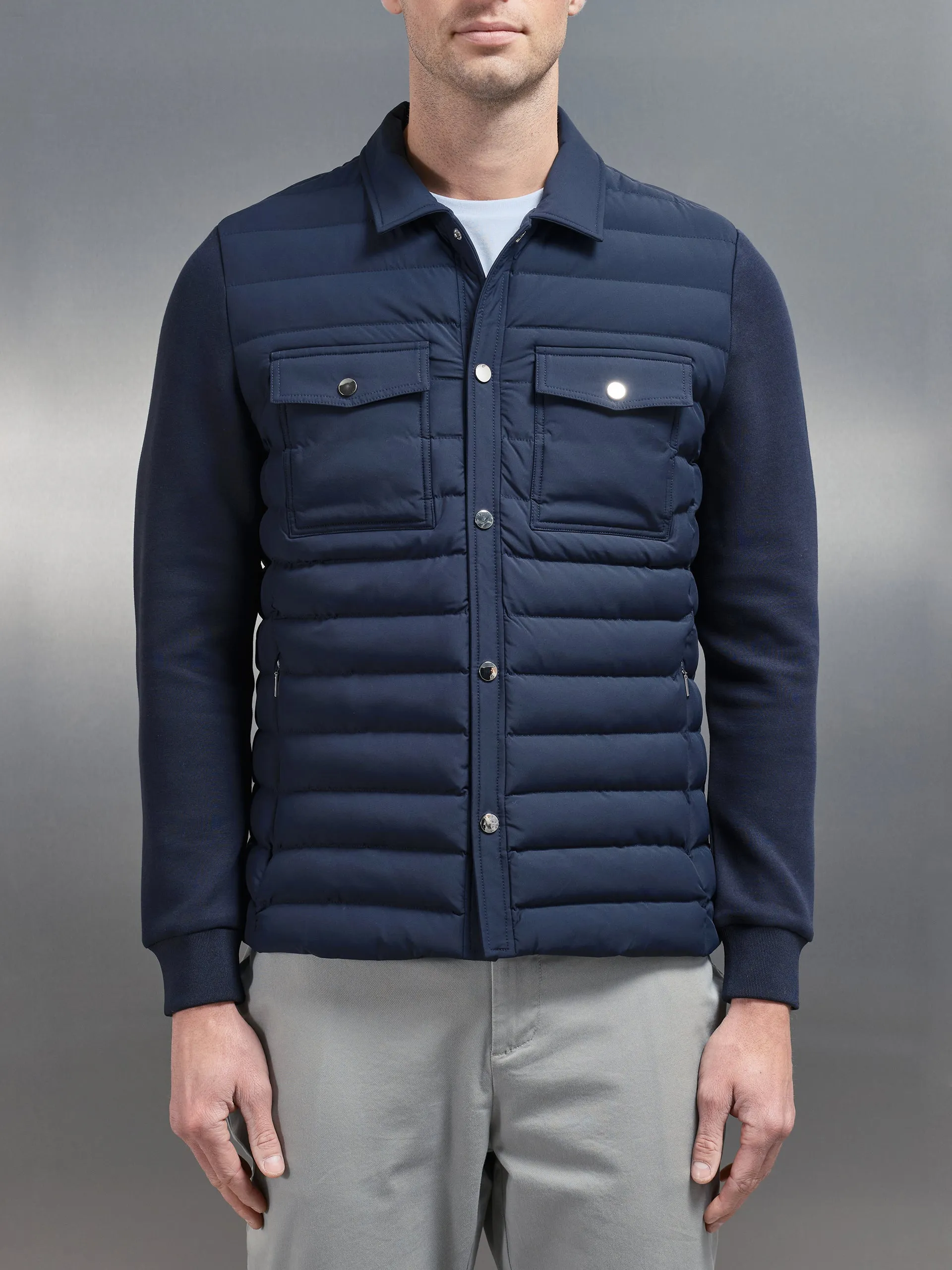 Hybrid Quilted Overshirt in Navy