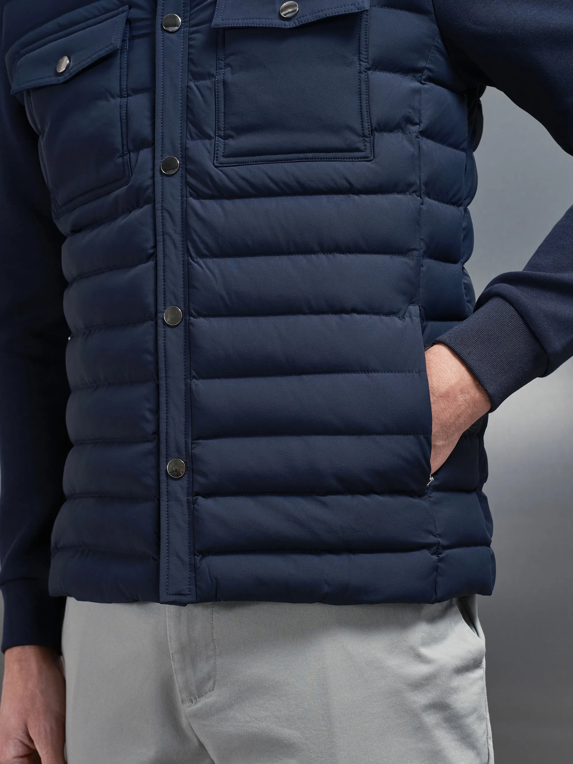 Hybrid Quilted Overshirt in Navy