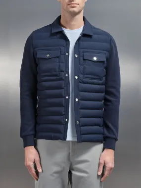 Hybrid Quilted Overshirt in Navy