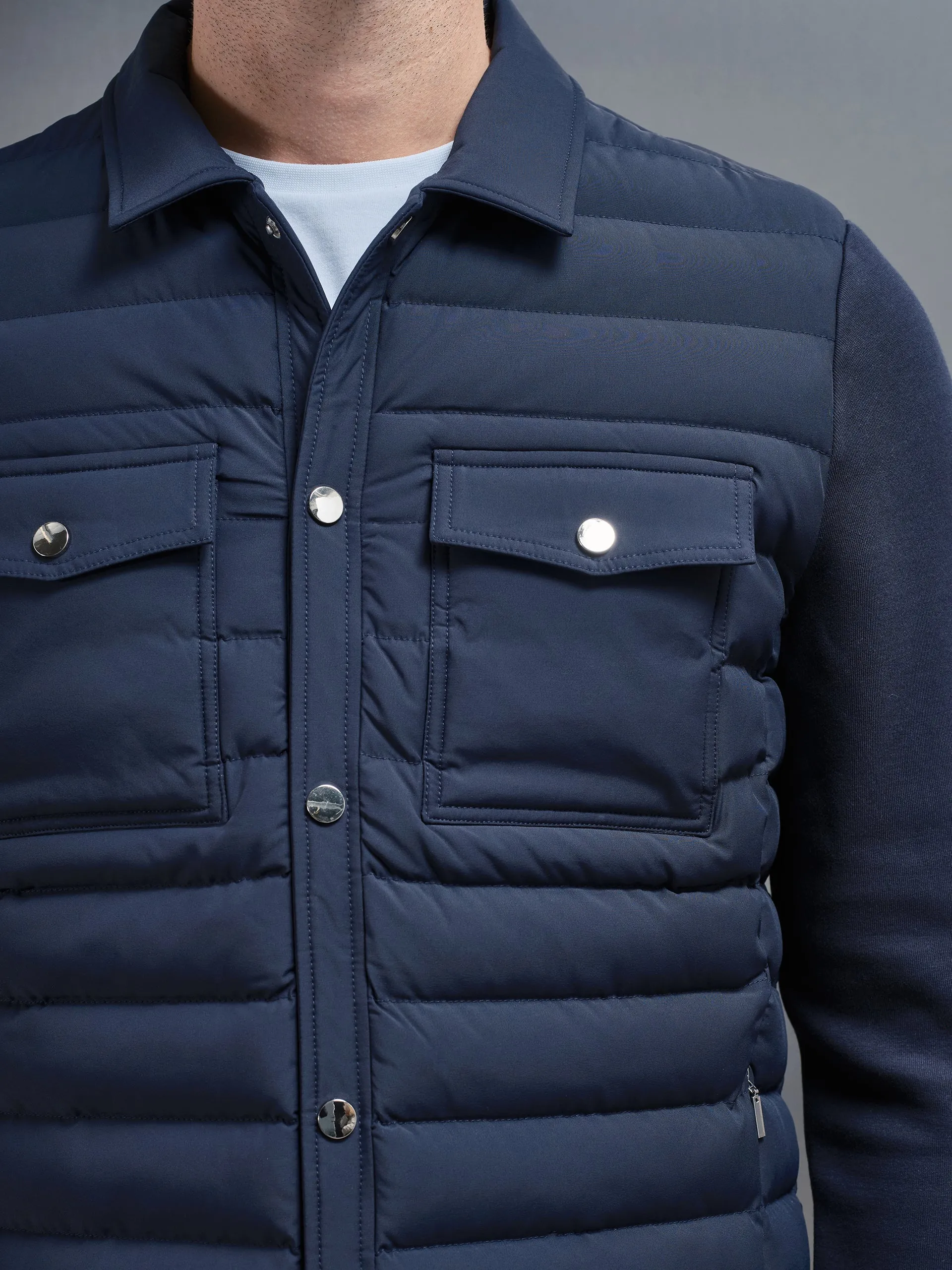 Hybrid Quilted Overshirt in Navy