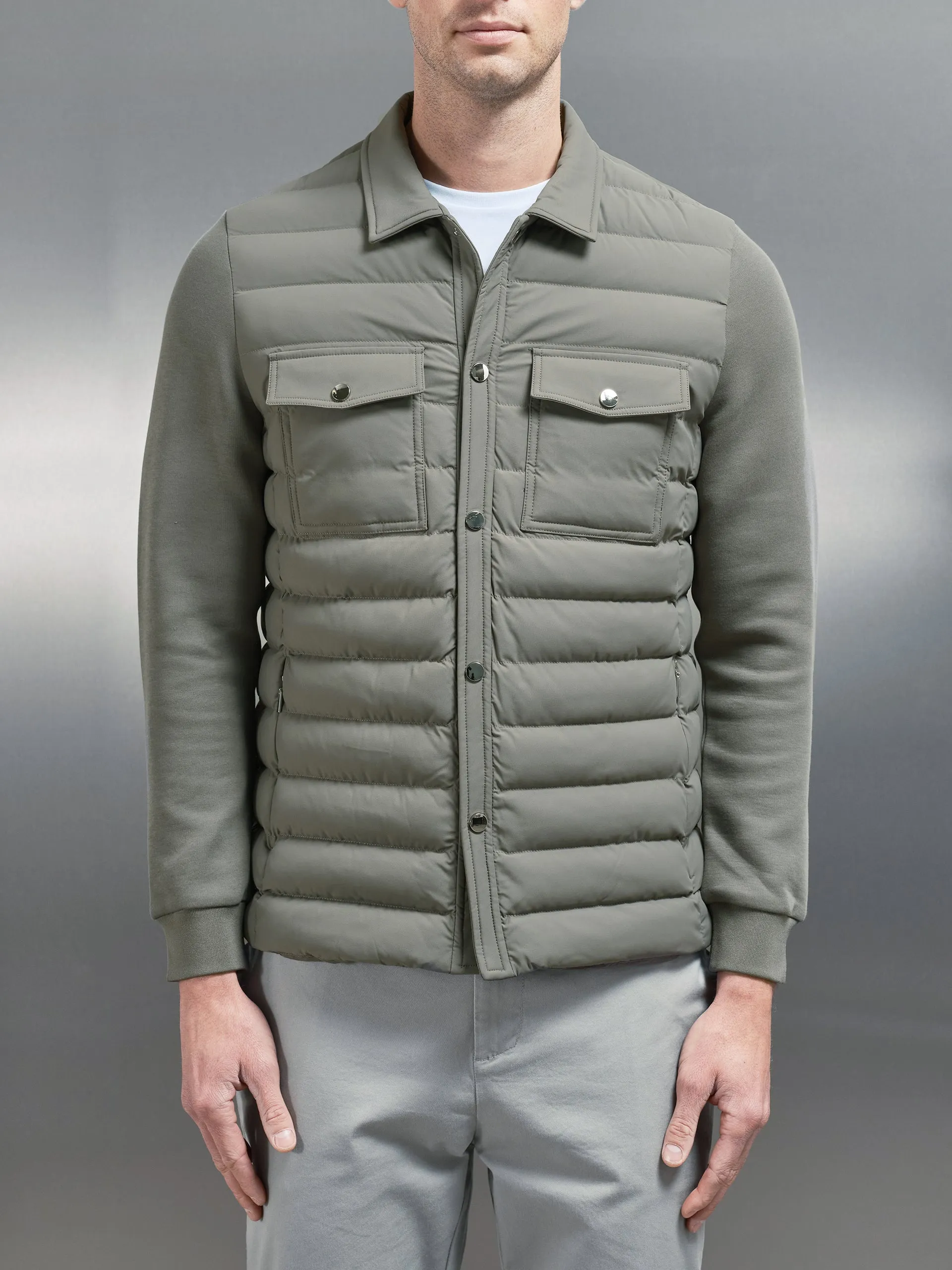 Hybrid Quilted Overshirt in Sage