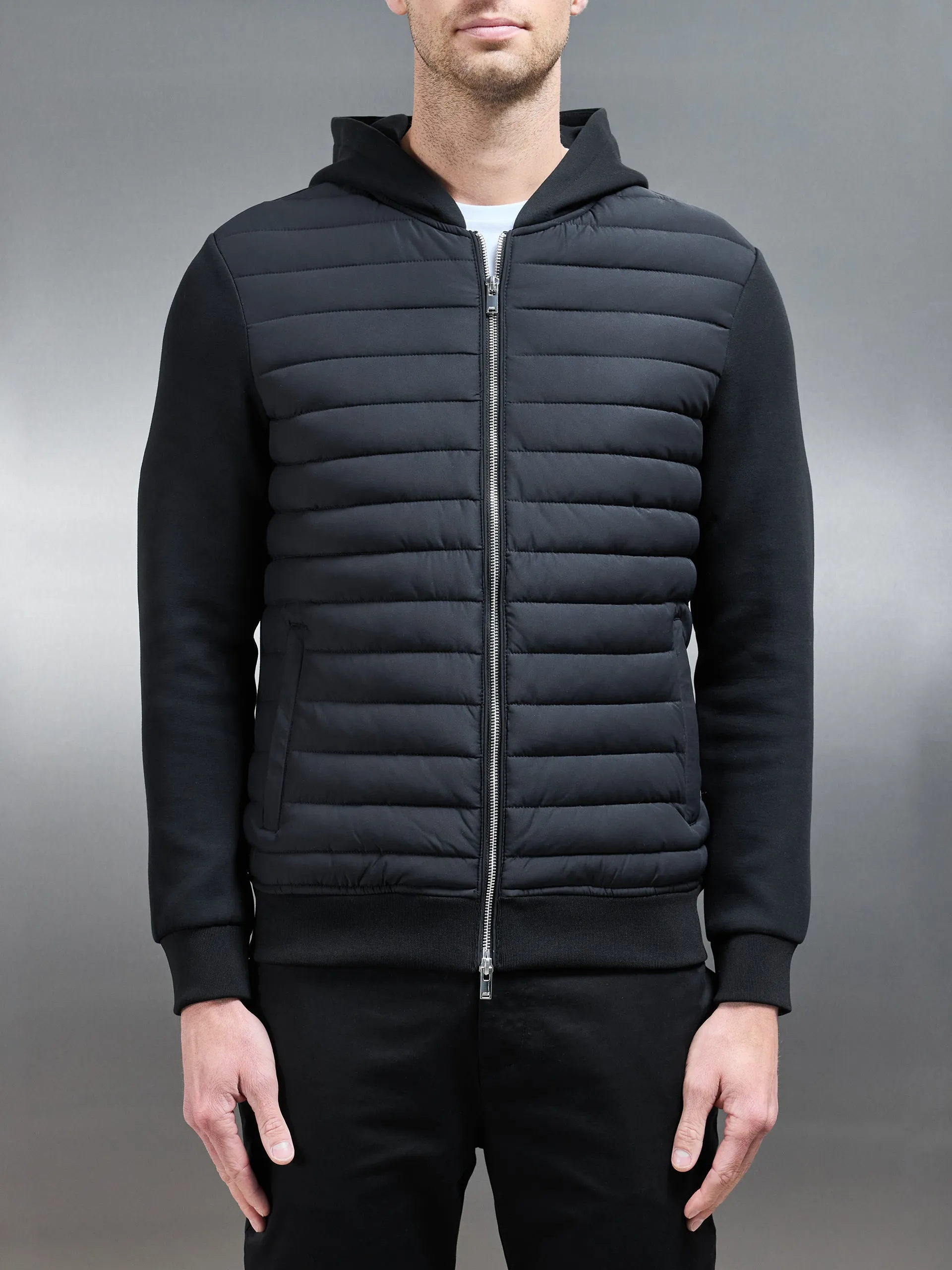 Hybrid Quilted Windbreaker in Black