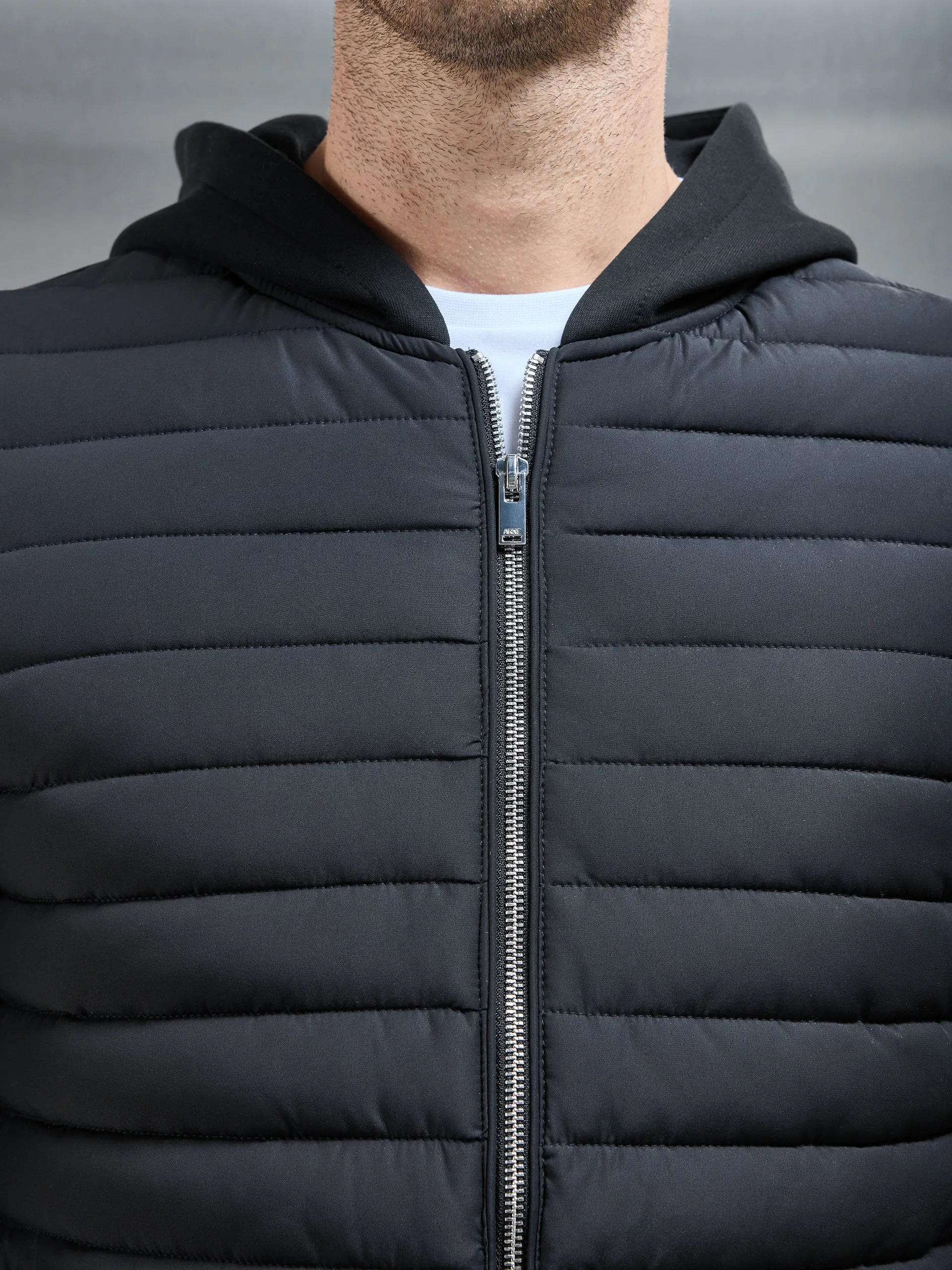 Hybrid Quilted Windbreaker in Black